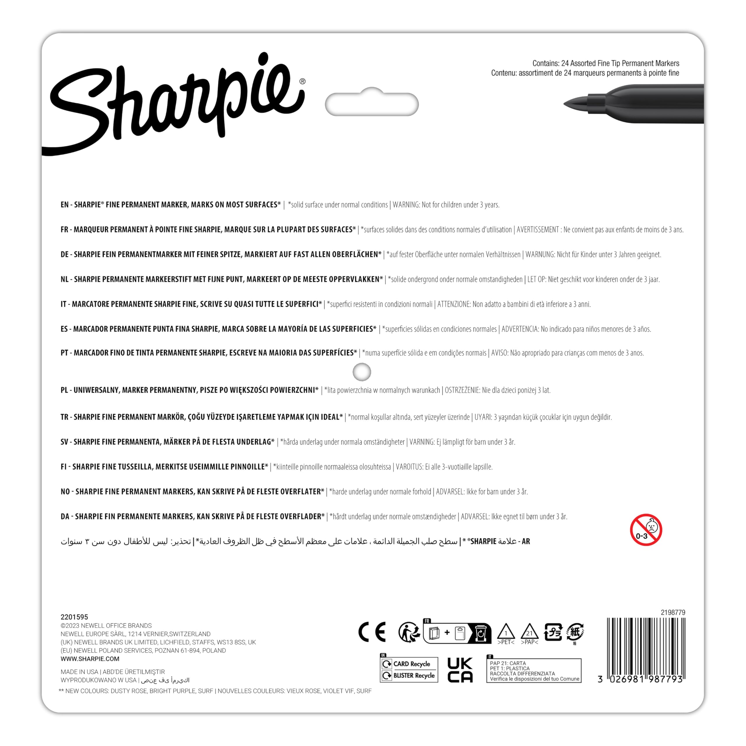 Sharpie Glam Pop Permanent Markers | Fine Point for Bold Details | Assorted 6