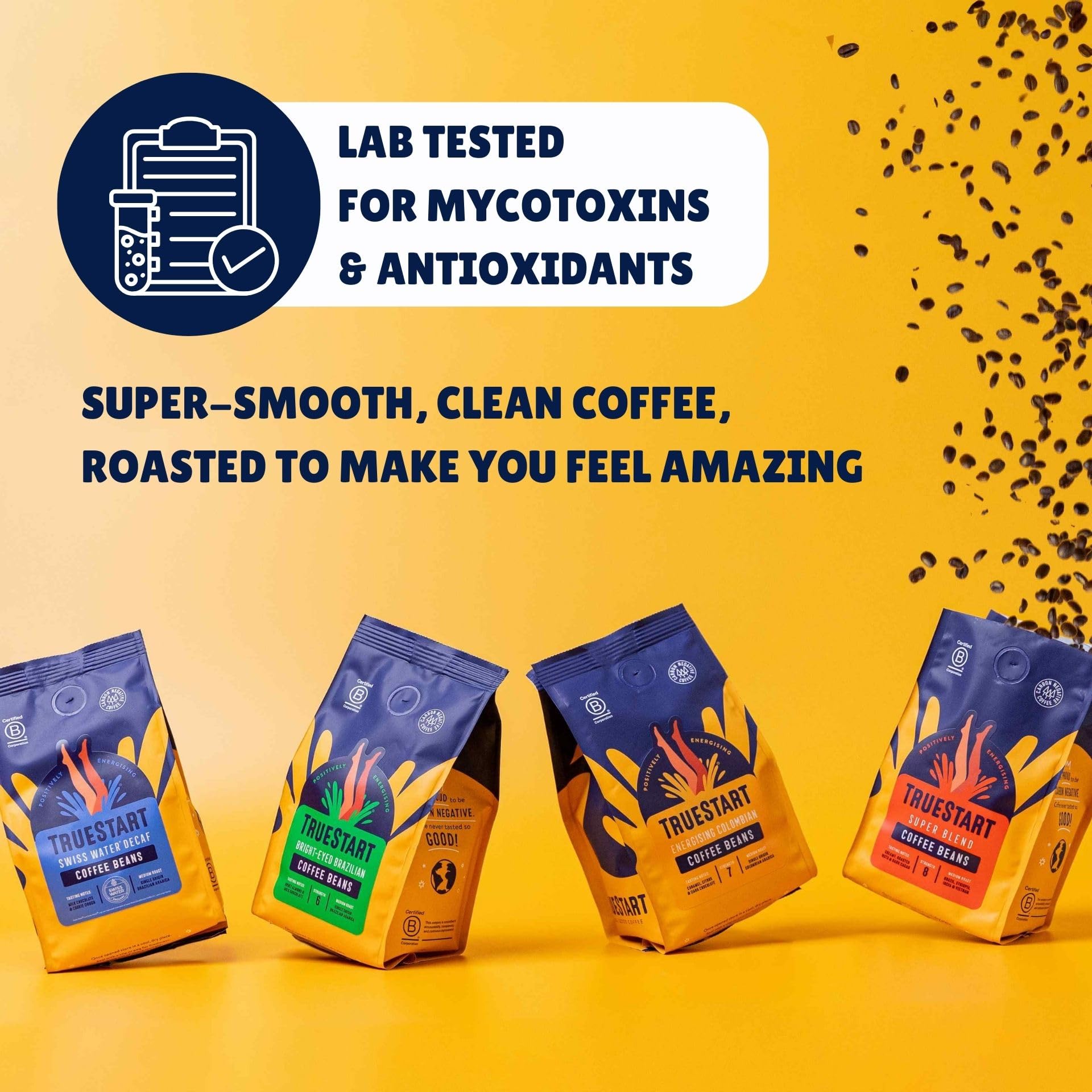 TRUESTART Energising Colombian Ground Coffee - Mycotoxin-Free, Medium Roast Arabica | 1kg