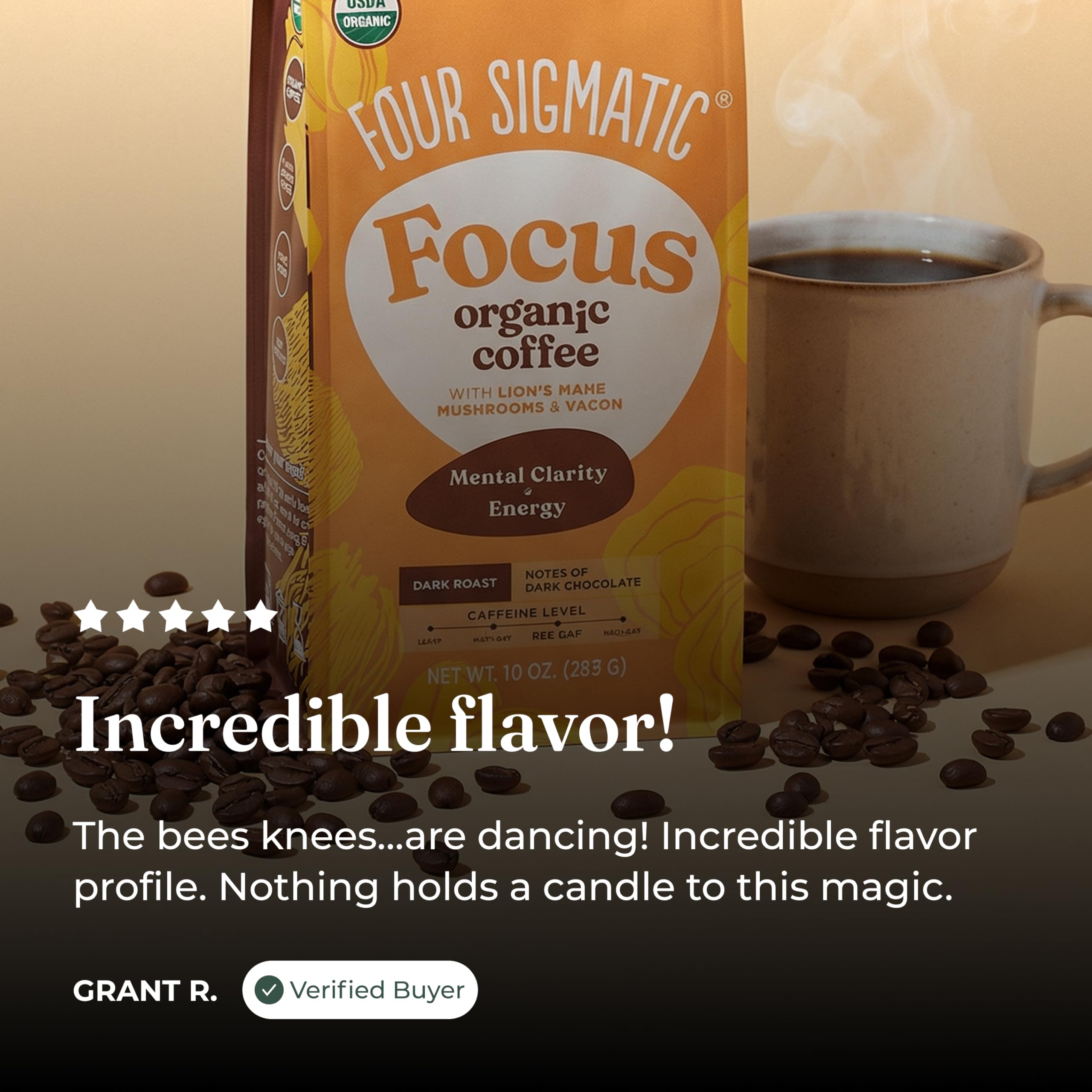 Four Sigmatic Dark Roast Whole Bean Coffee with Lion's Mane & Chaga - 340g 6