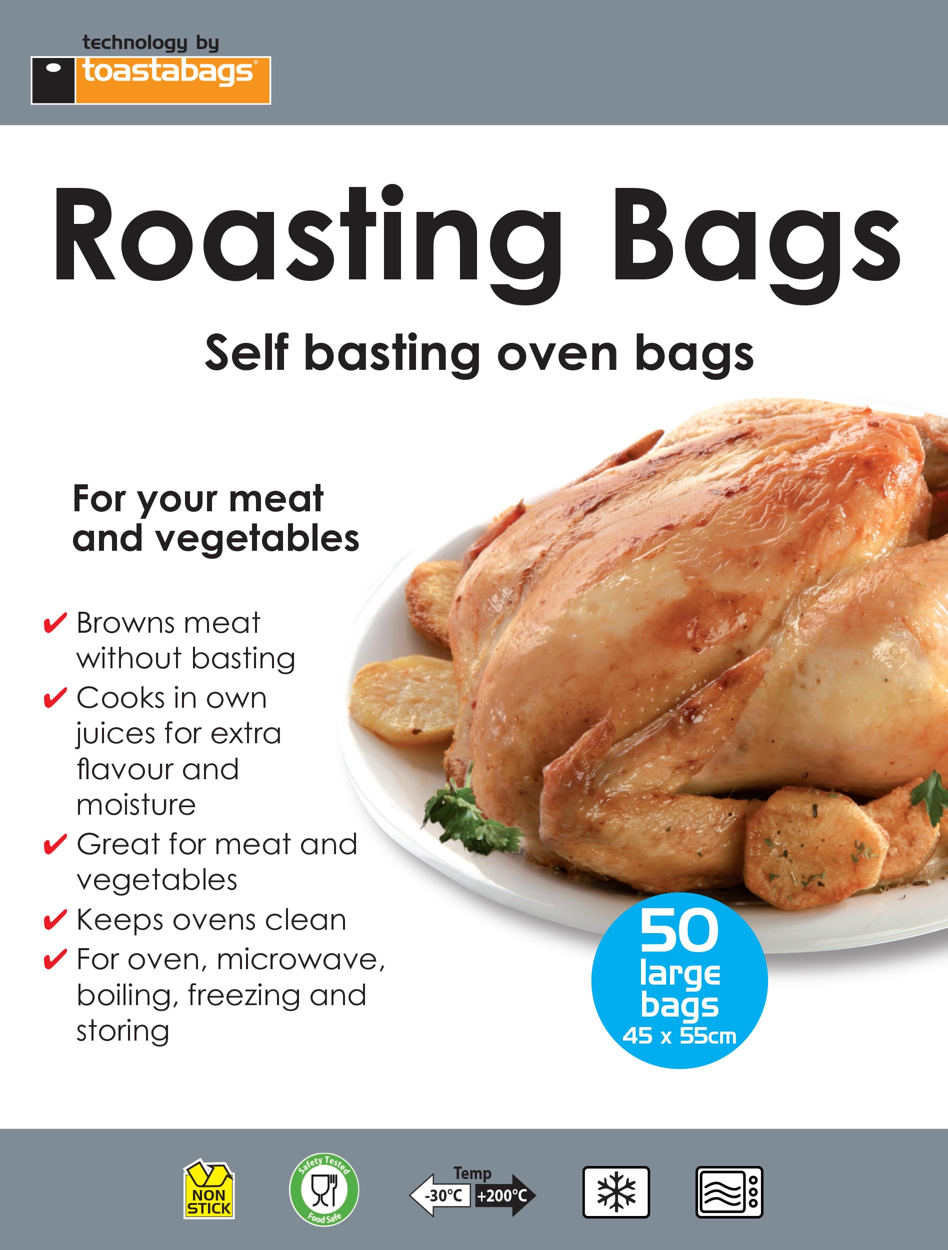 Toastabags Roasting Bags - Large 45 x 55 cm for Juicy Roasts | Mess-Free Cooking | Pack of 50 2