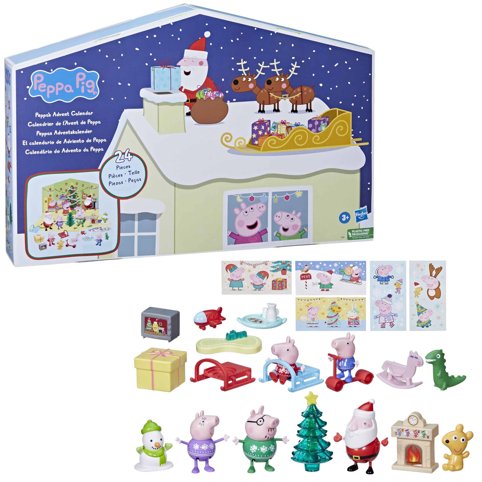 Peppa Pig Advent Calendar - 24 Surprise Toys & Stickers with Playmat, Ages 3+