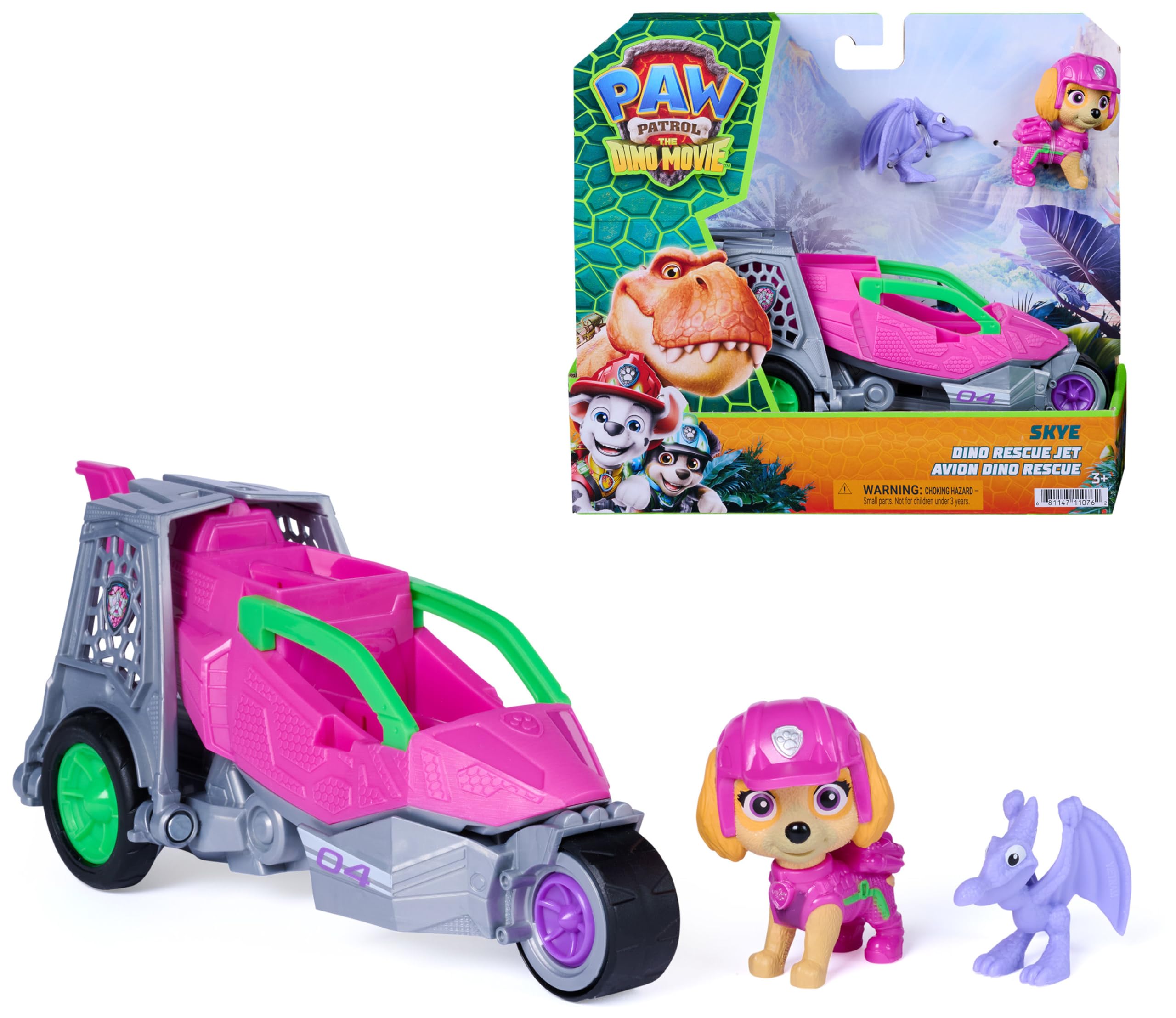 Paw Patrol Skye Dino Rescue Jet & Action Figure Set - Ages 3-9 | Multicolor Plastic 1