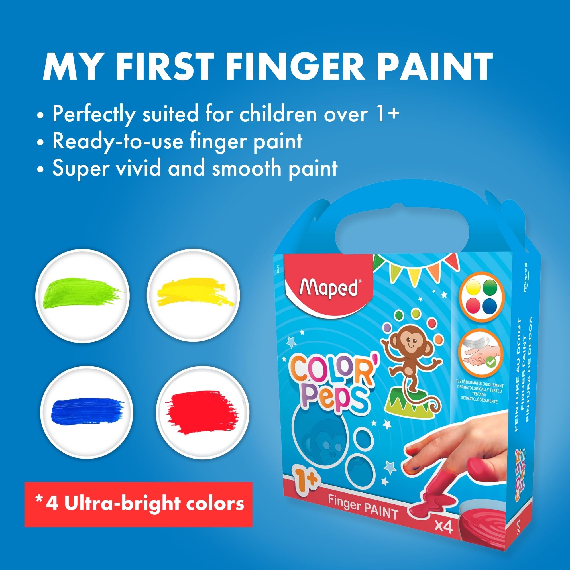Maped Color'Peps My First Finger Paints - 4 Pots, Age 1+, Washable