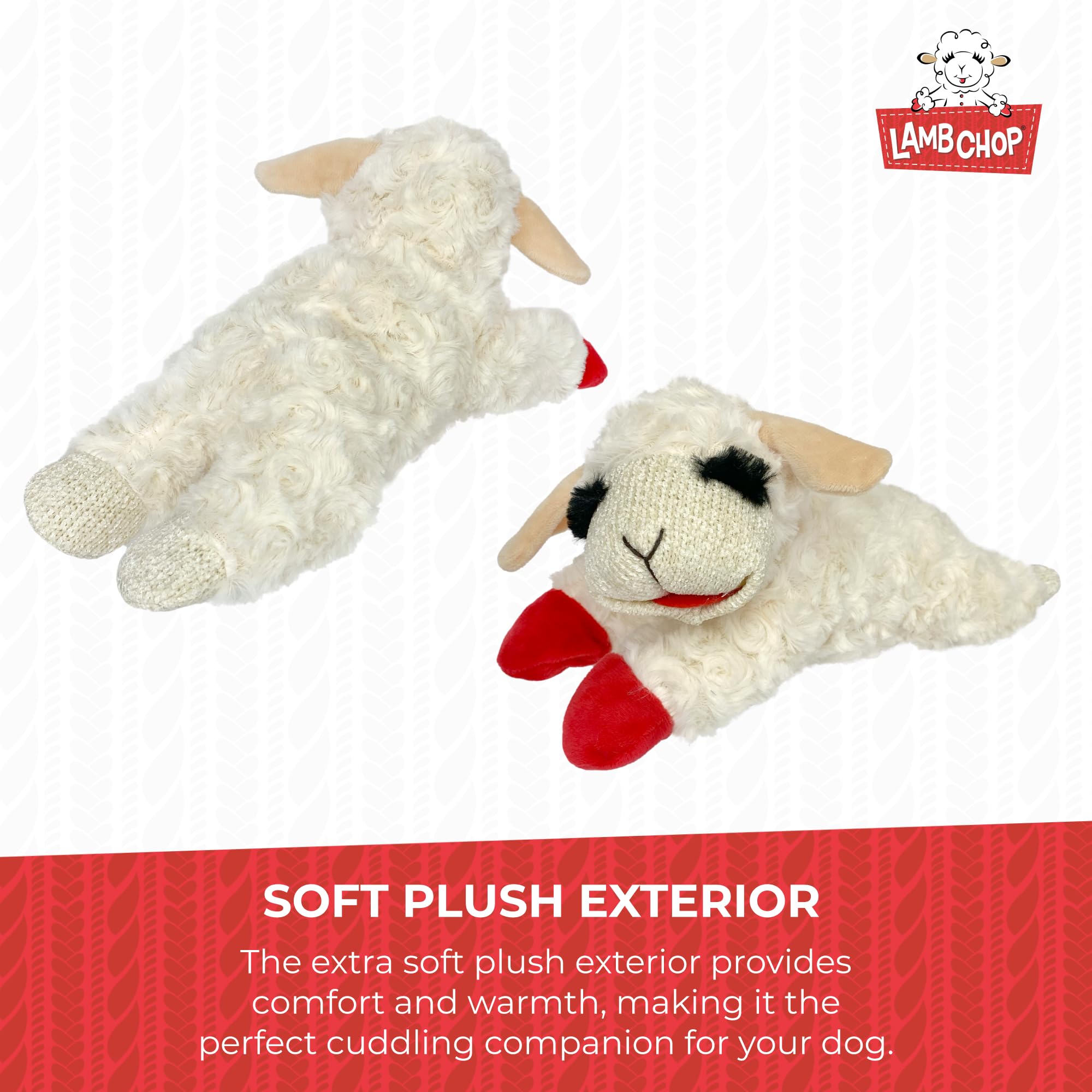 Multipet Lambchop Plush Dog Toy - Soft Cuddly Squeaky Toy for Small/Medium Breeds | 10 Inch 7
