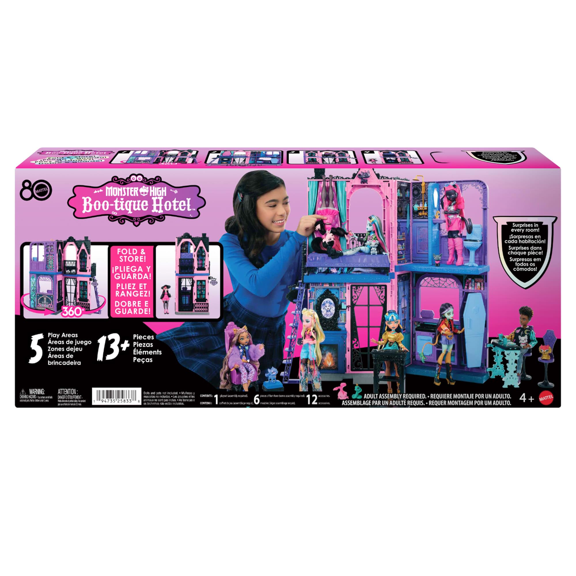 Monster High Boo-tique Hotel Doll House Playset | Foldable Storage | 13+ Accessories | Ages 4+ 7