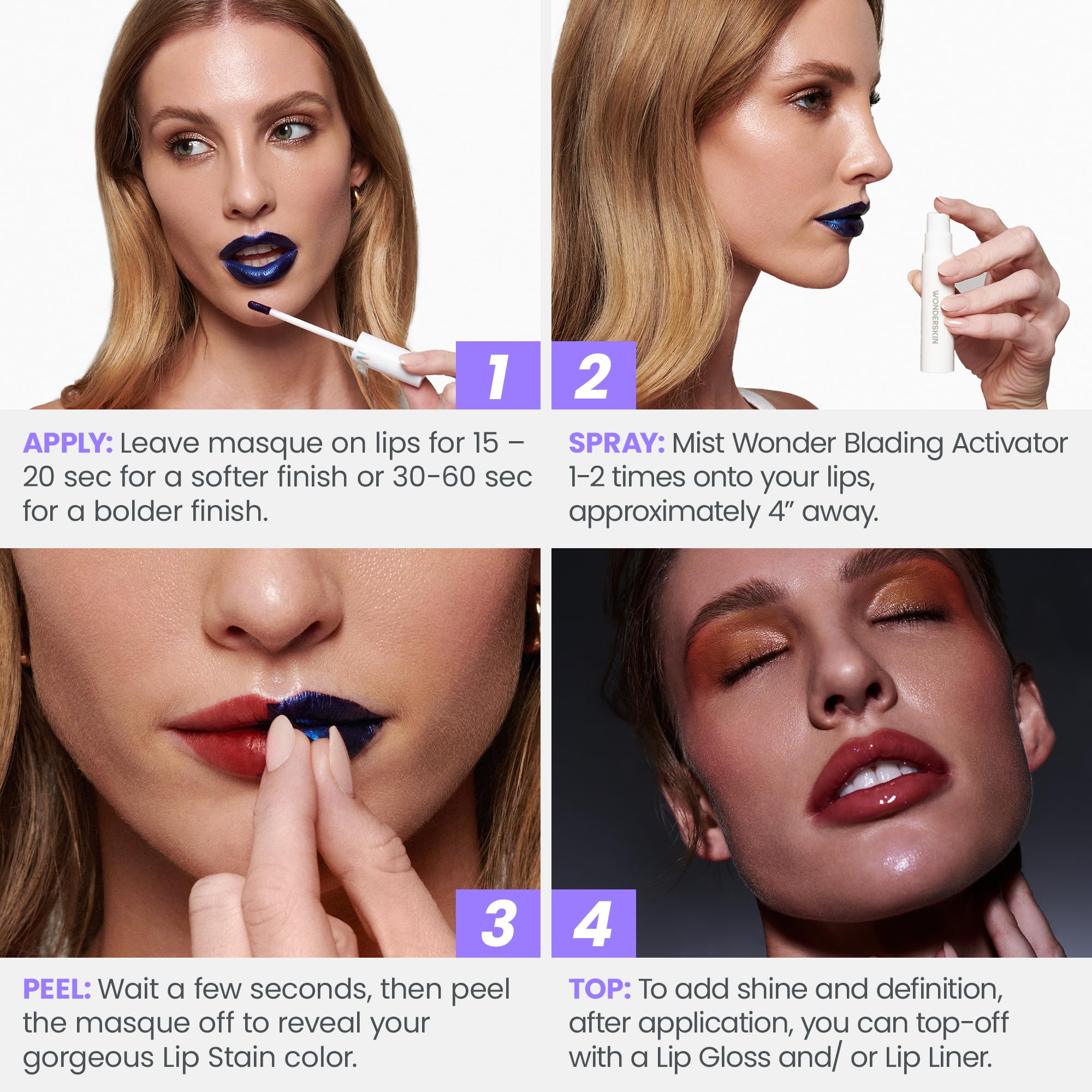 Wonderskin Wonder Blading All Day Lip Stain Peel Off Masque and Reveal Kit - Hayley 9