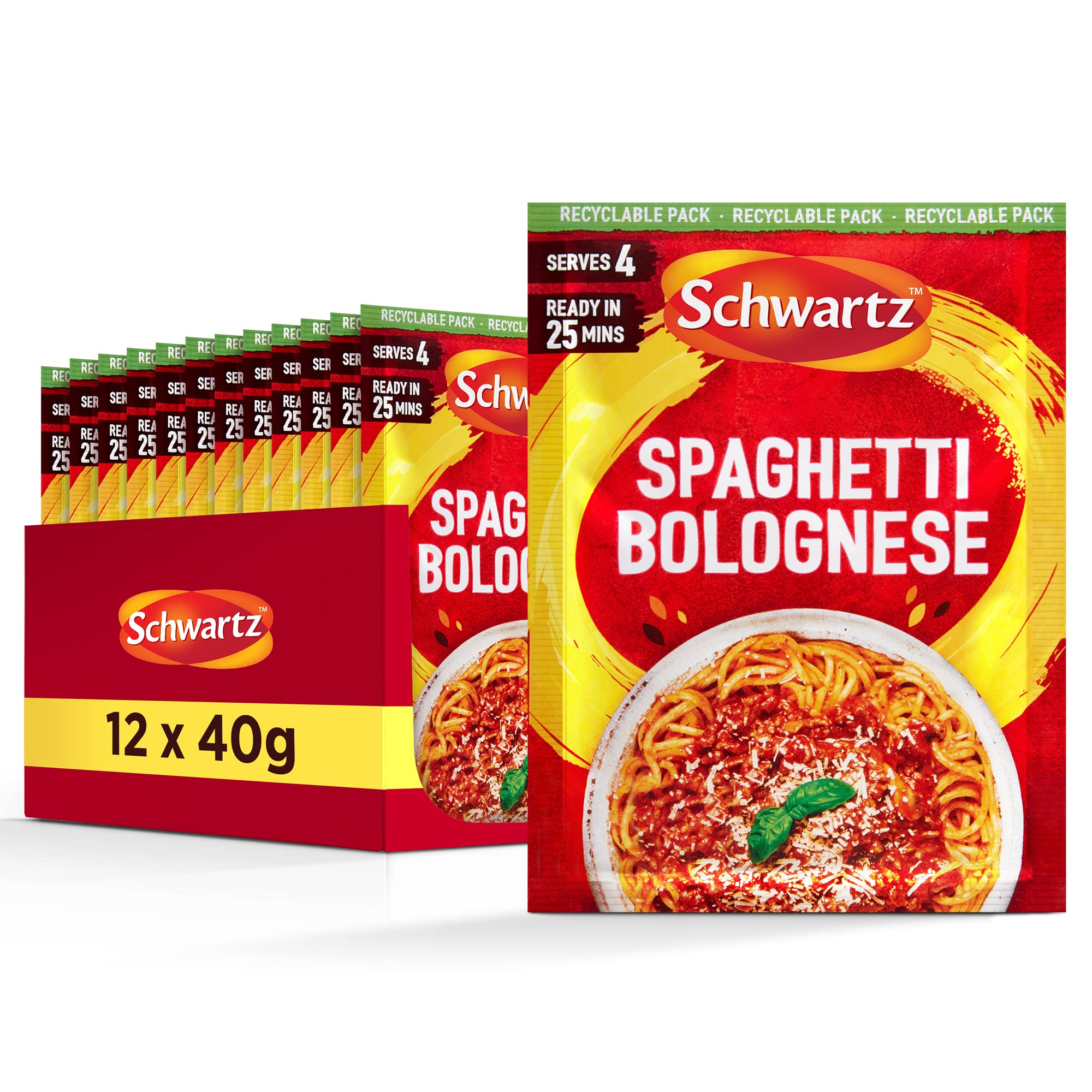 Schwartz Spaghetti Bolognese Recipe Mix - Authentic Italian Flavour | 40g | Pack of 12 1