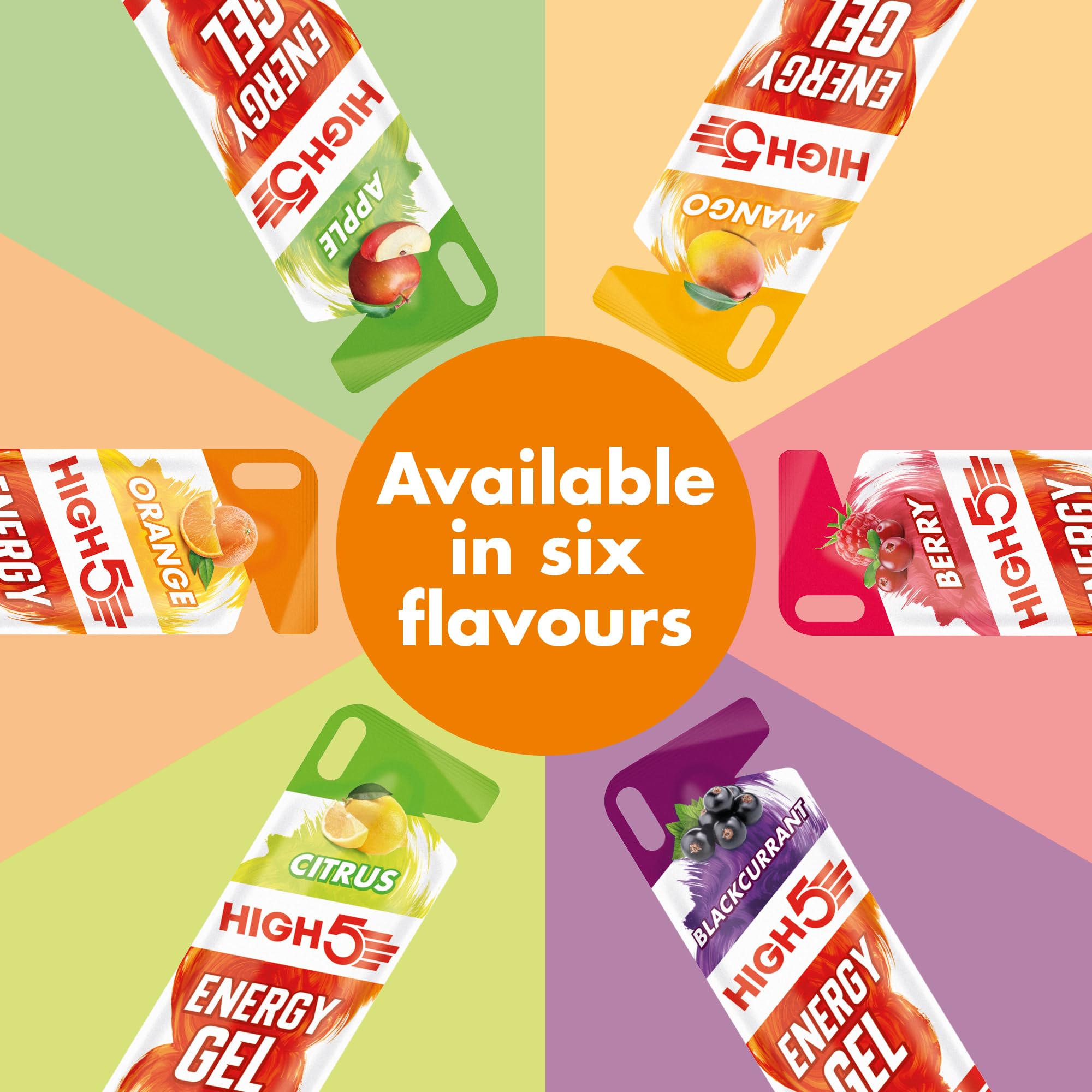 HIGH5 Energy Gel - 6 x 40g Pack | 23g Carbs per Sachet | Natural Orange Flavor 6