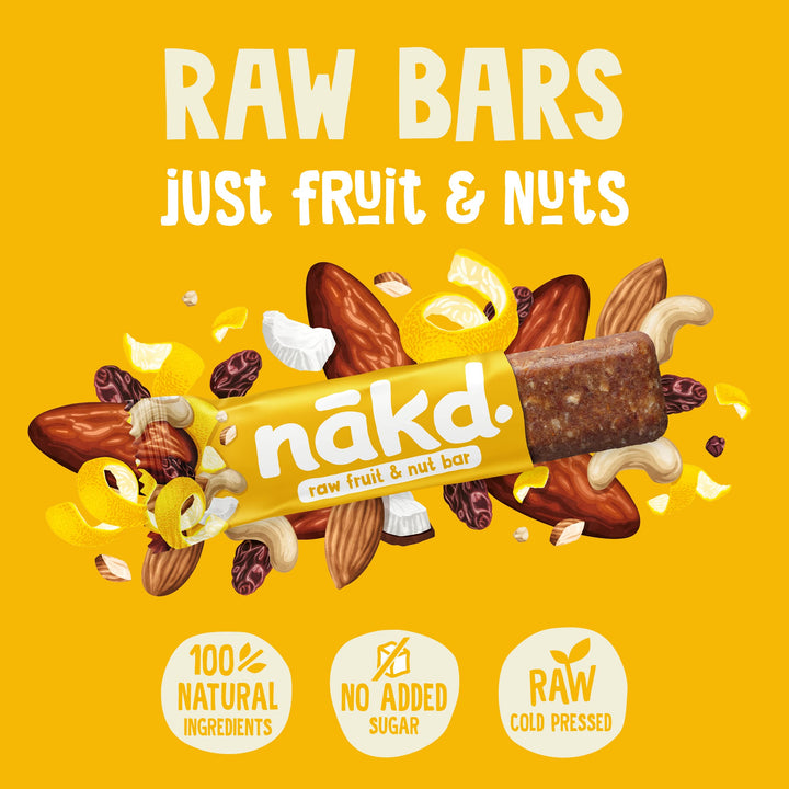 Nakd Lemon Drizzle Raw Fruit & Nut Bars - Vegan, Gluten Free, No Added Sugar - 35g x 18 Bars