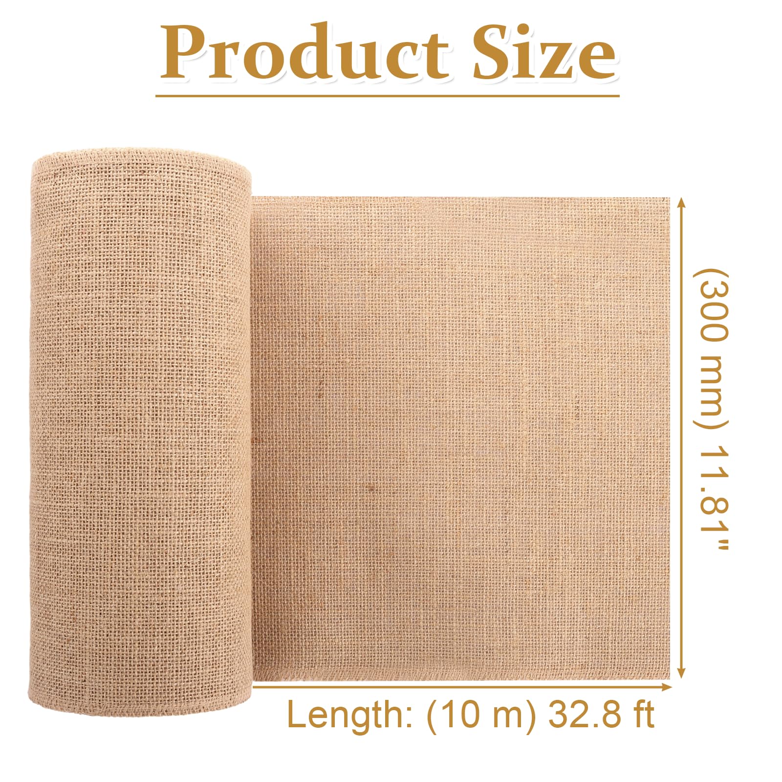 ASelected Natural Hessian Fabric Roll - 30 cm x 10 m, Breathable Cotton Blend, Brown 2