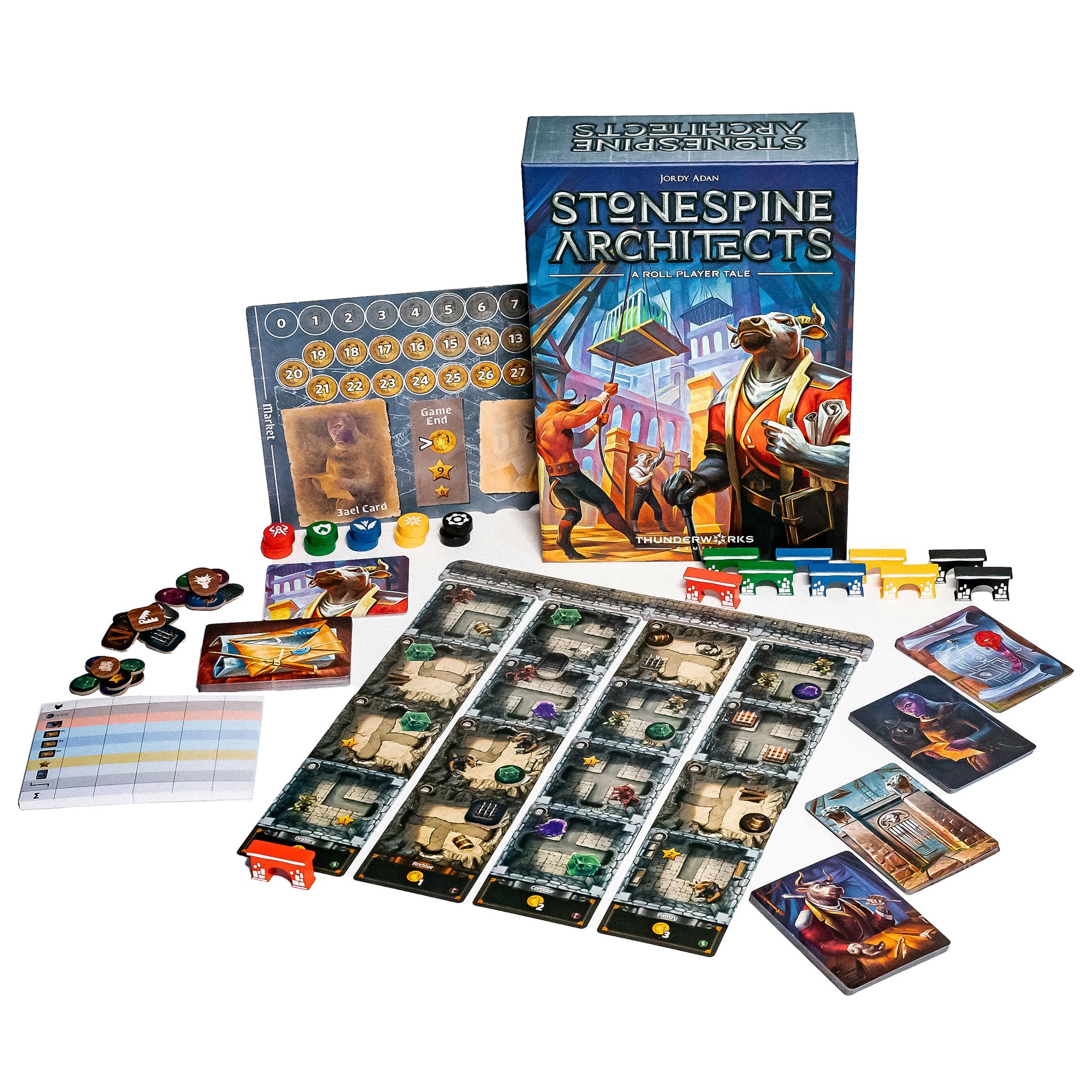 Thunderworks Games Stonespine Architects - Card-Drafting Dungeon Build Board Game | Multicolor | Standard Edition