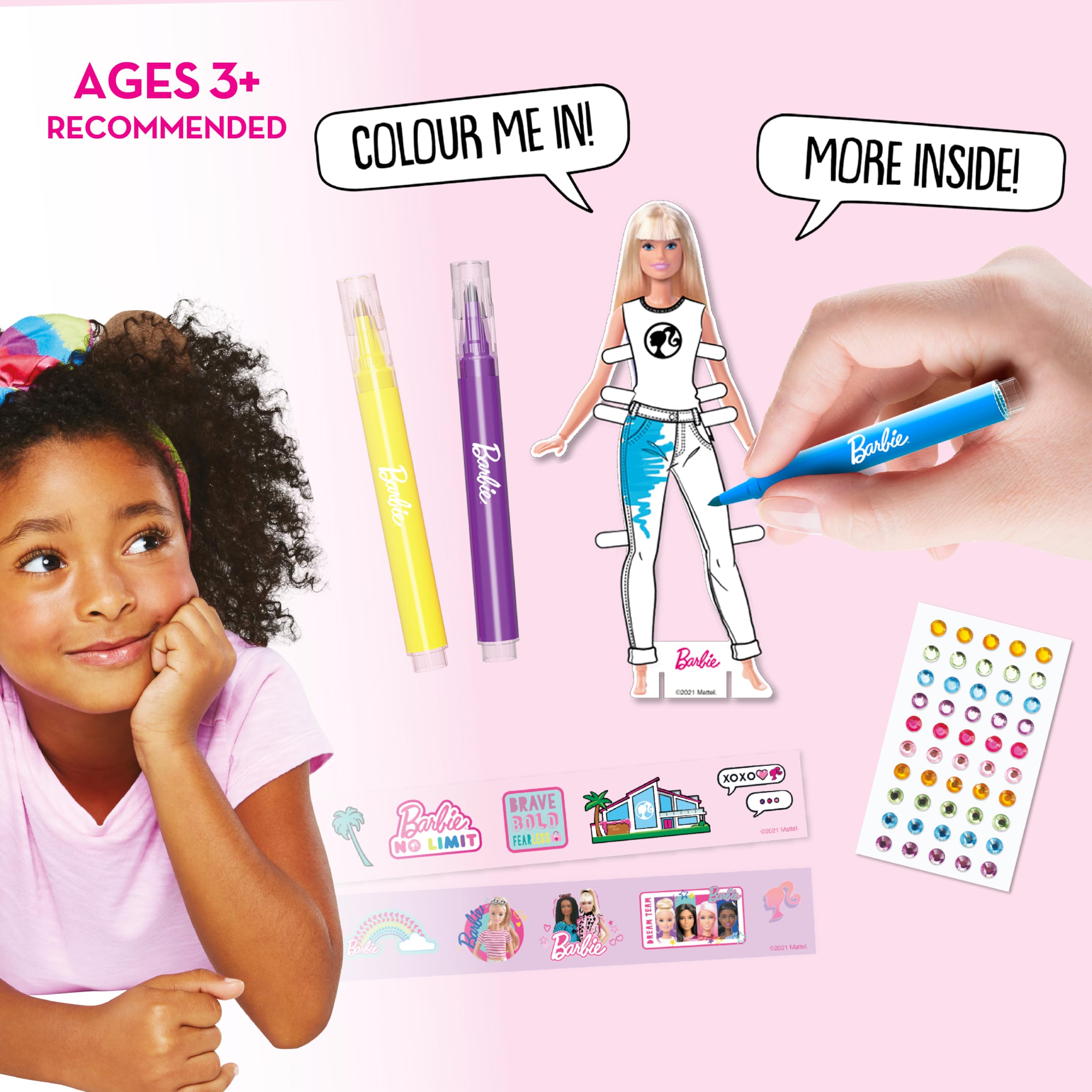 BLADEZ Barbie Sticker Activity Set - 1 Pack, Customizable Dolls & 50pcs Stickers | Mess-Free Craft Kit
