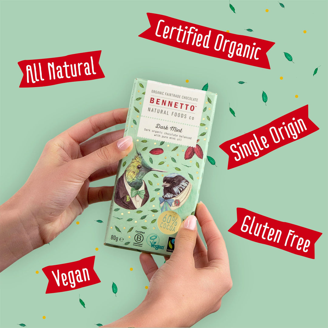Bennetto Dark Mint Dark Chocolate with 60% Cocoa and Peppermint Oil - 90g