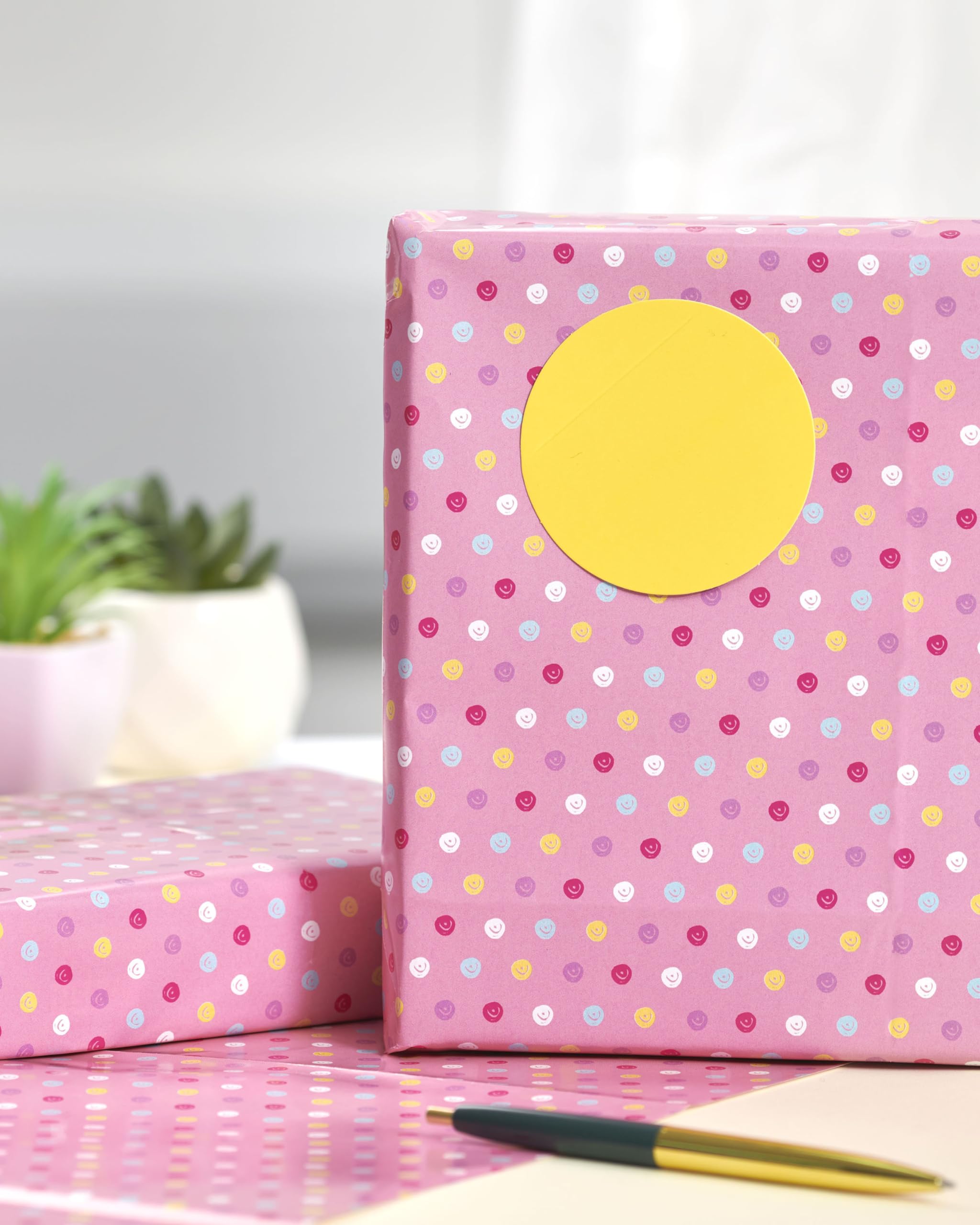 UK Greetings Girl's Wrapping Paper - Pink Polka Dot Design | 2 Sheets | FSC Certified 4