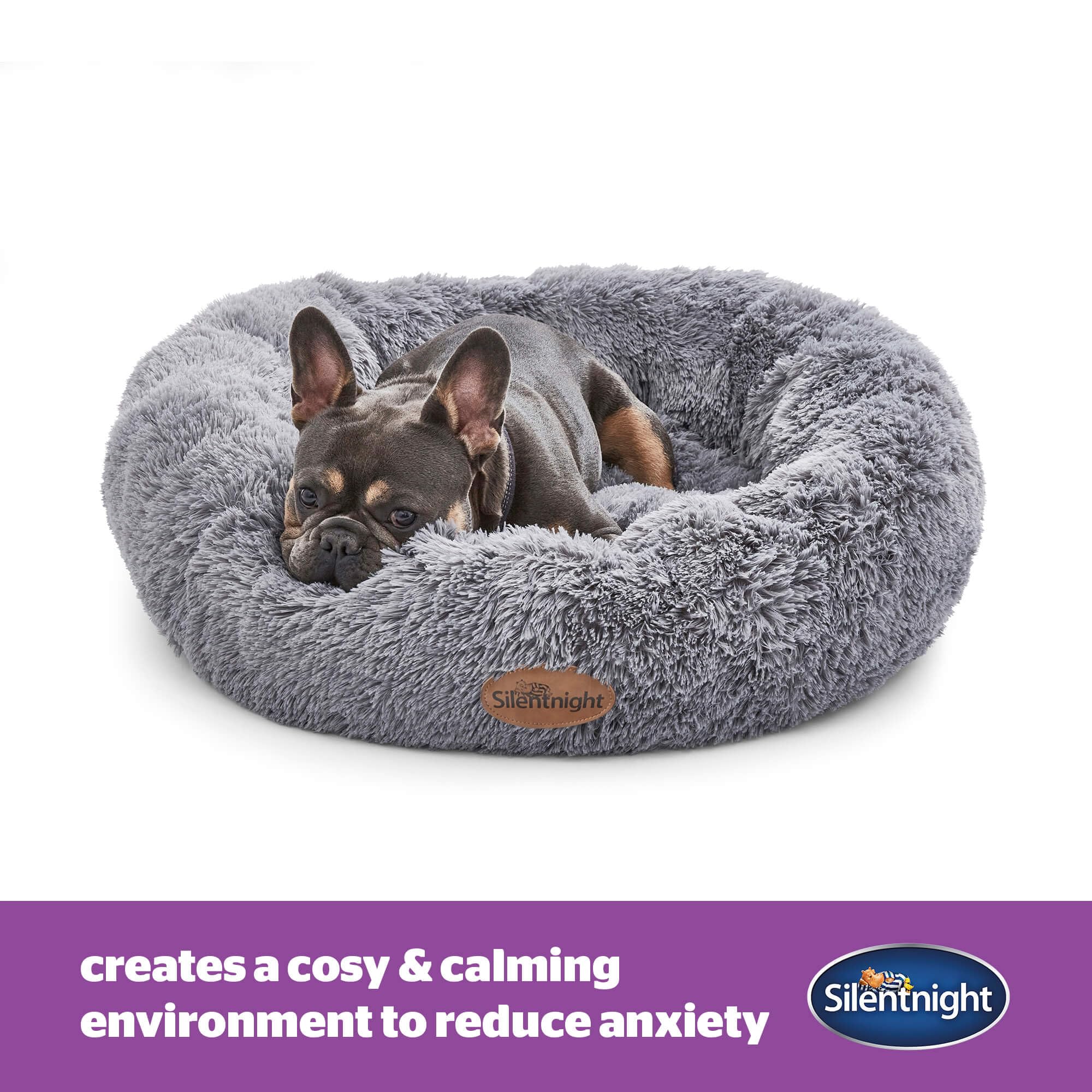 Silentnight Donut Calming Dog Bed - Grey, 70 x 20 cm | Anxiety Relief | Machine Washable 2