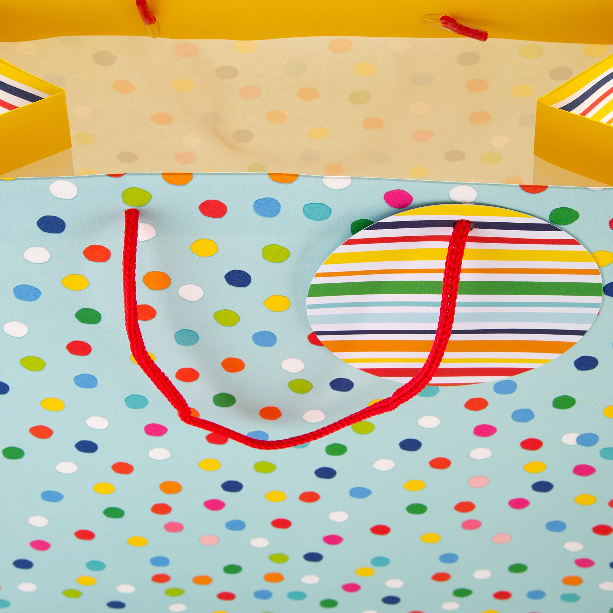 Hallmark Large Gift Bag - Spots and Stripes Design | H33cm x W26.5cm x D14.6cm | Includes Gift Tag 3