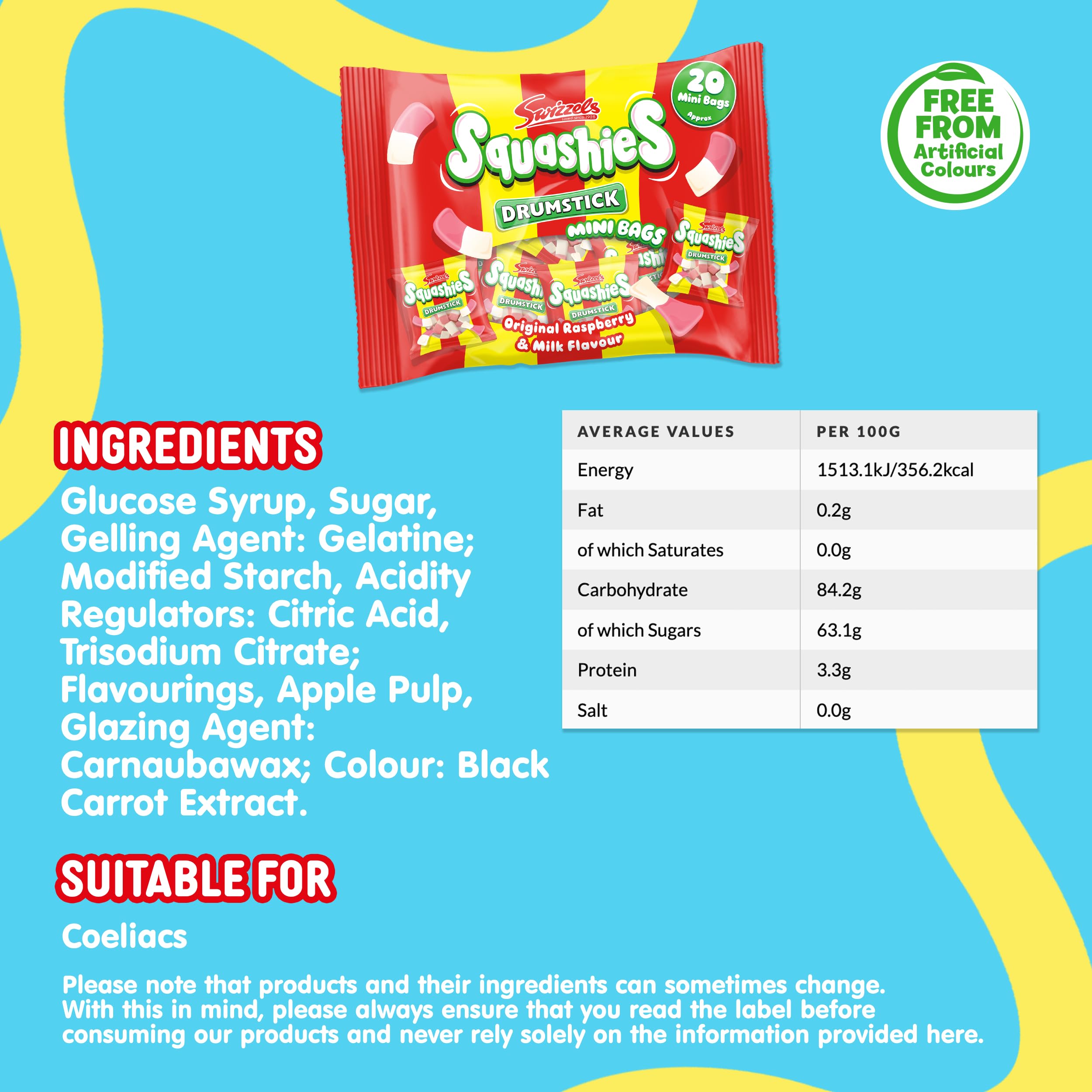 Swizzels Drumstick Squashiest Mini Bags, 280g Multipack 6