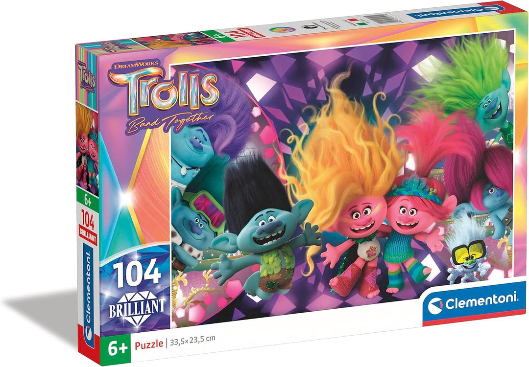 Clementoni - Trolls 3 Supercolor Brilliant 104-Piece Jigsaw Puzzle for Kids