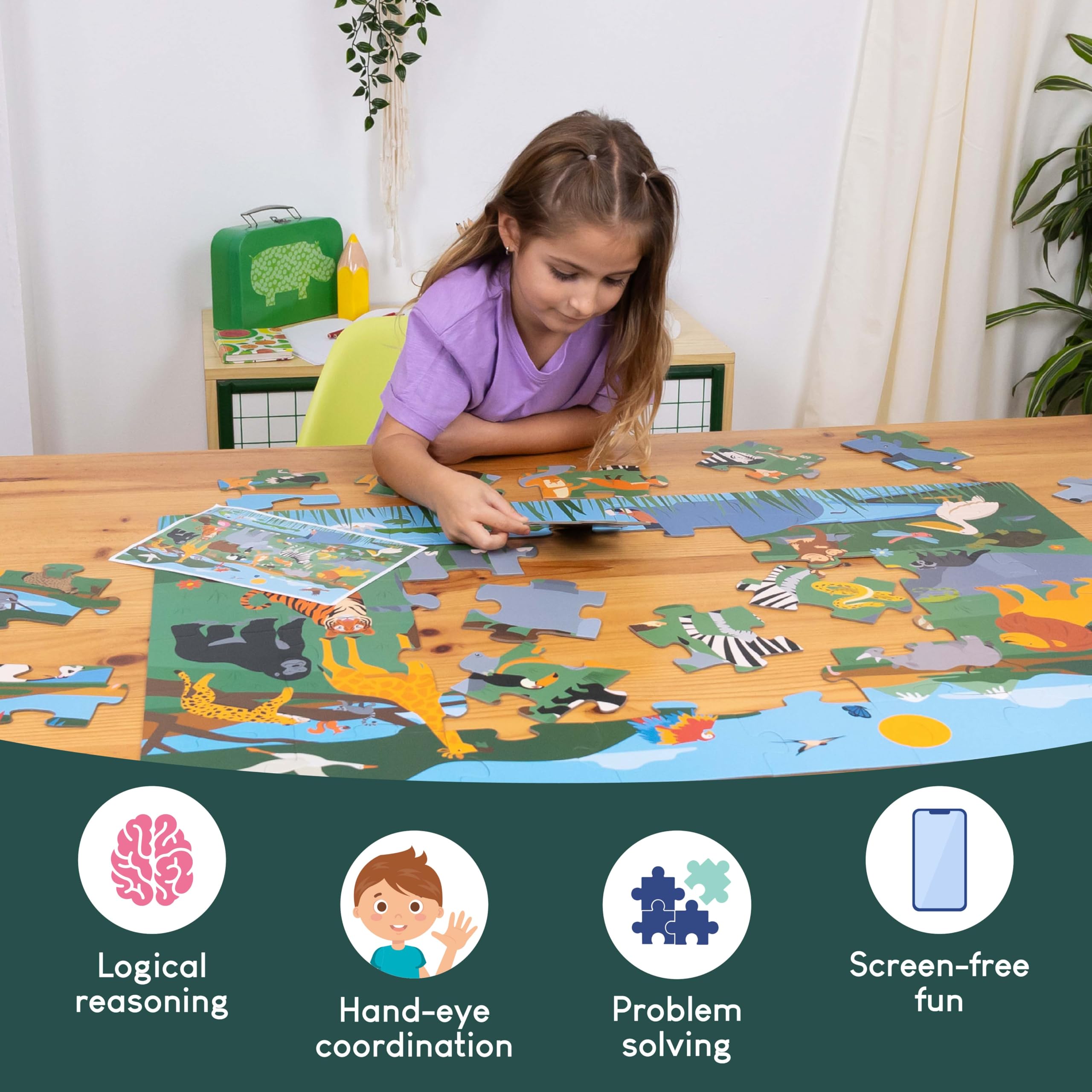 BONNYCO Giant Jungle Floor Puzzle - 48 Large Pieces | 92 cm x 62 cm | Ages 2-99 6