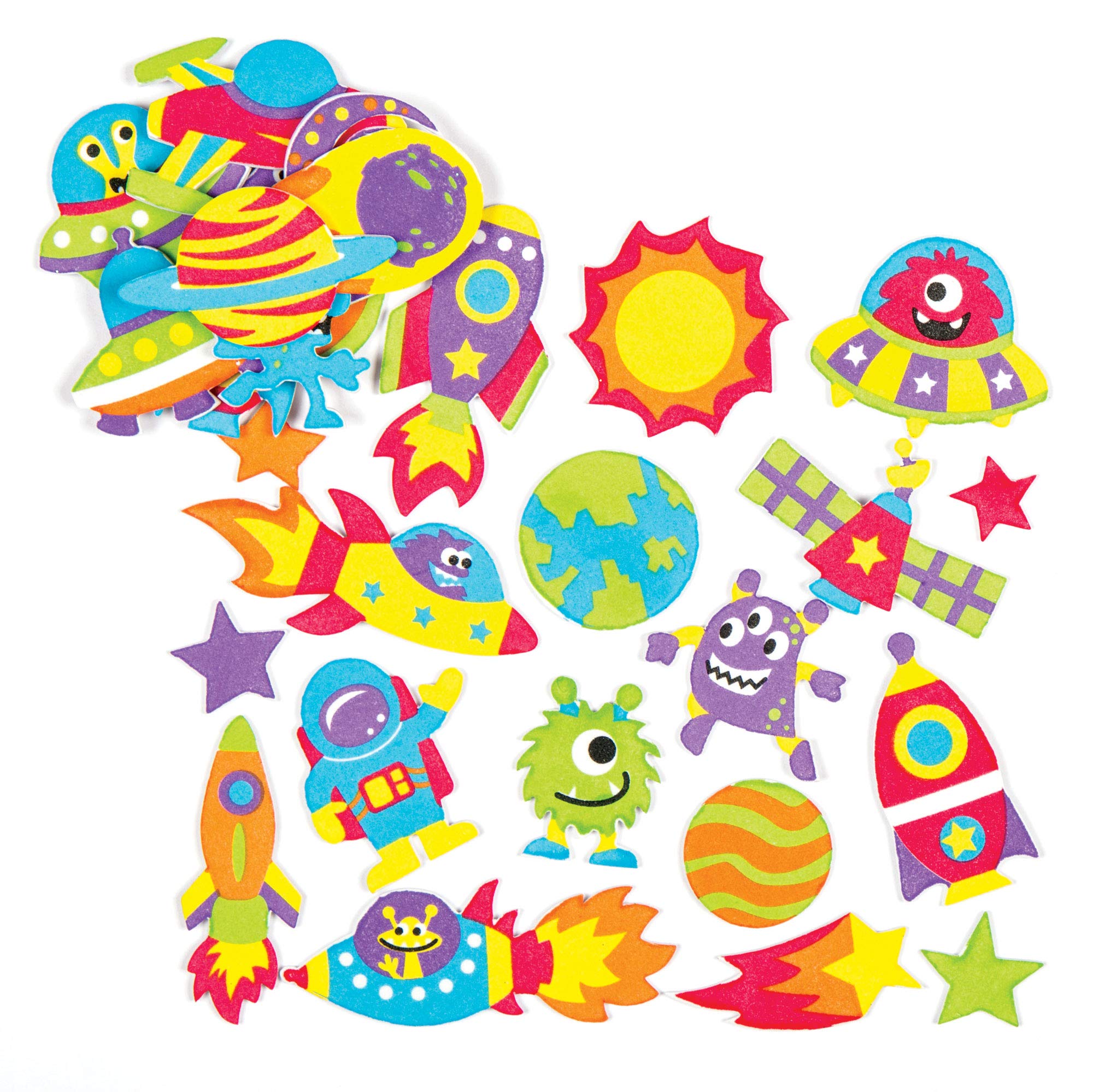 Baker Ross Space and Alien Foam Stickers (Pack of 120) Self Adhesive | 20mm-80mm 1