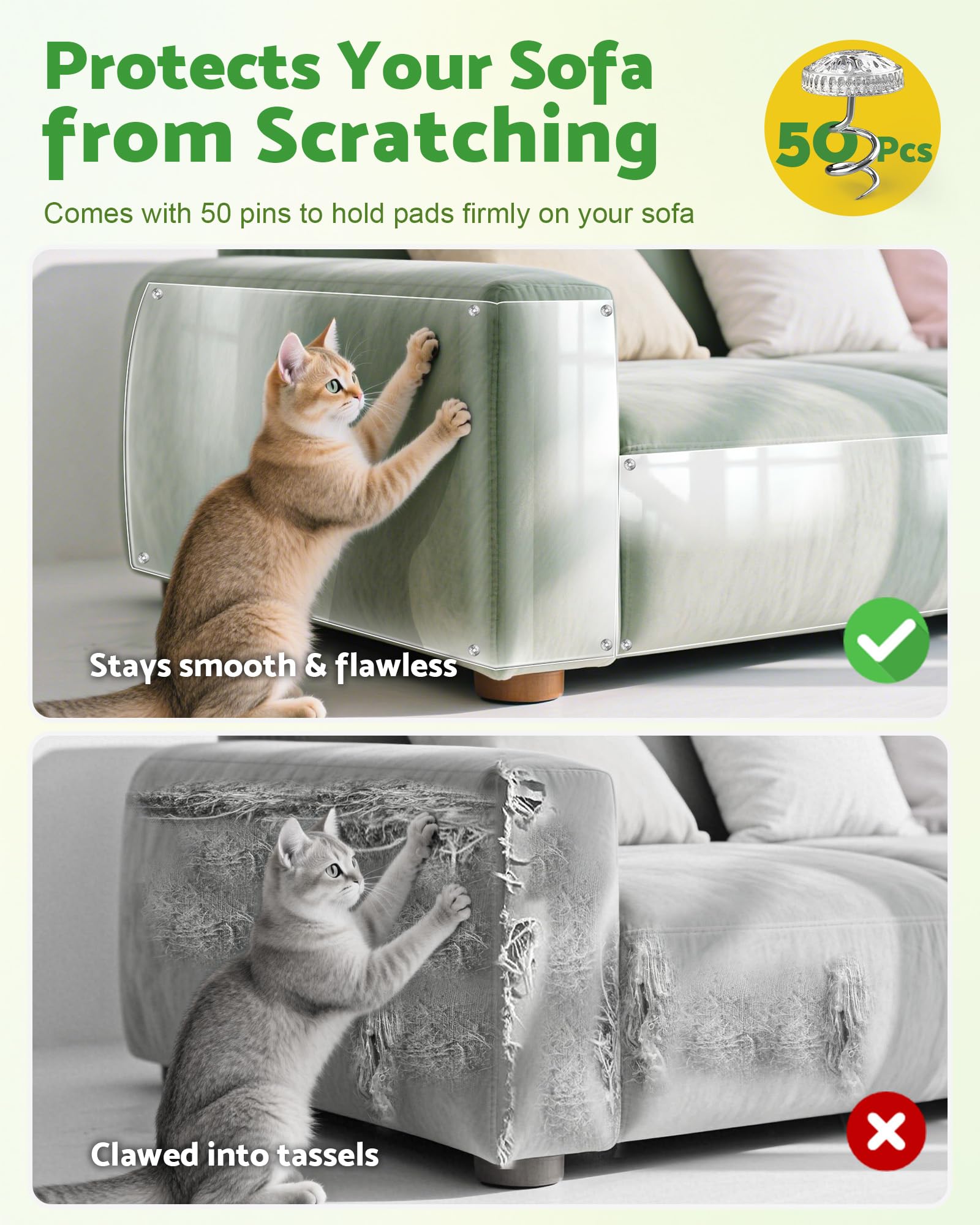 Gimars Cat Furniture Protector - Anti-Scratch Shield for Doors & Settees | 11.8" x 197" | Transparent Plastic 3