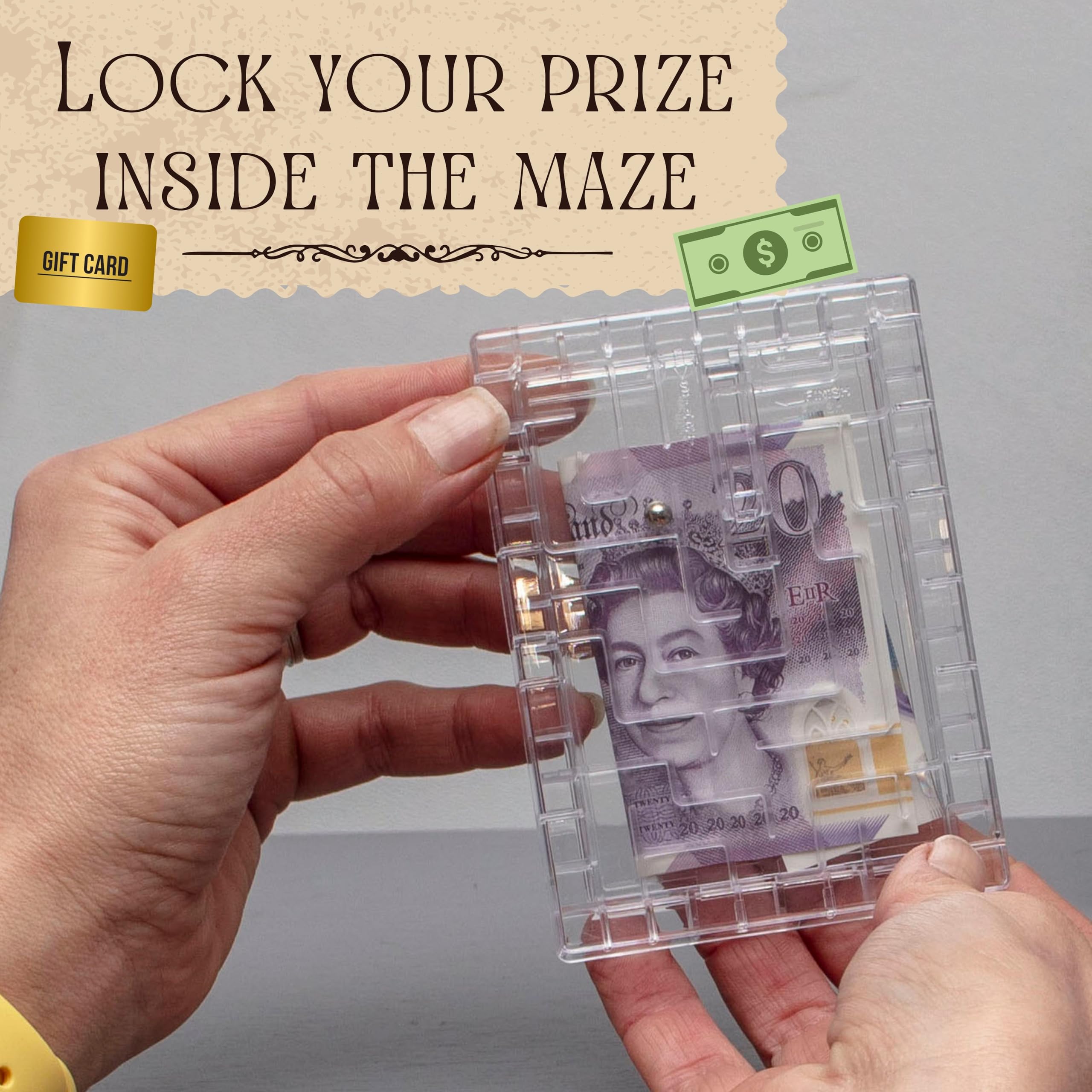 Boxer Gifts Escape Maze Money Puzzle Box for Gift Cards and Cash - Clear Plastic Brain Teaser Challenge 7