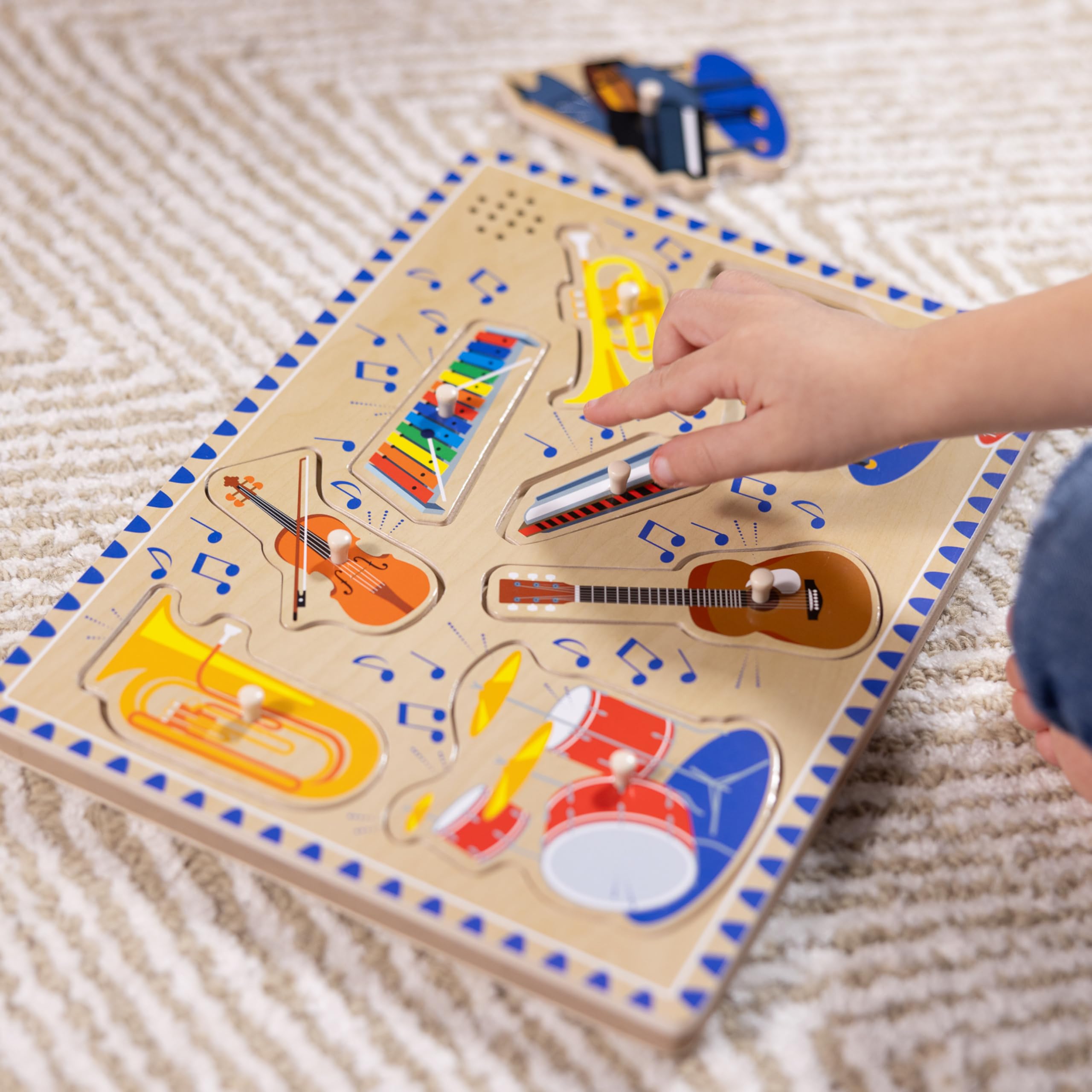 Melissa & Doug Musical Instruments Sound Puzzle - Wooden Peg Puzzle for Ages 2-5 | 8 Pieces 5