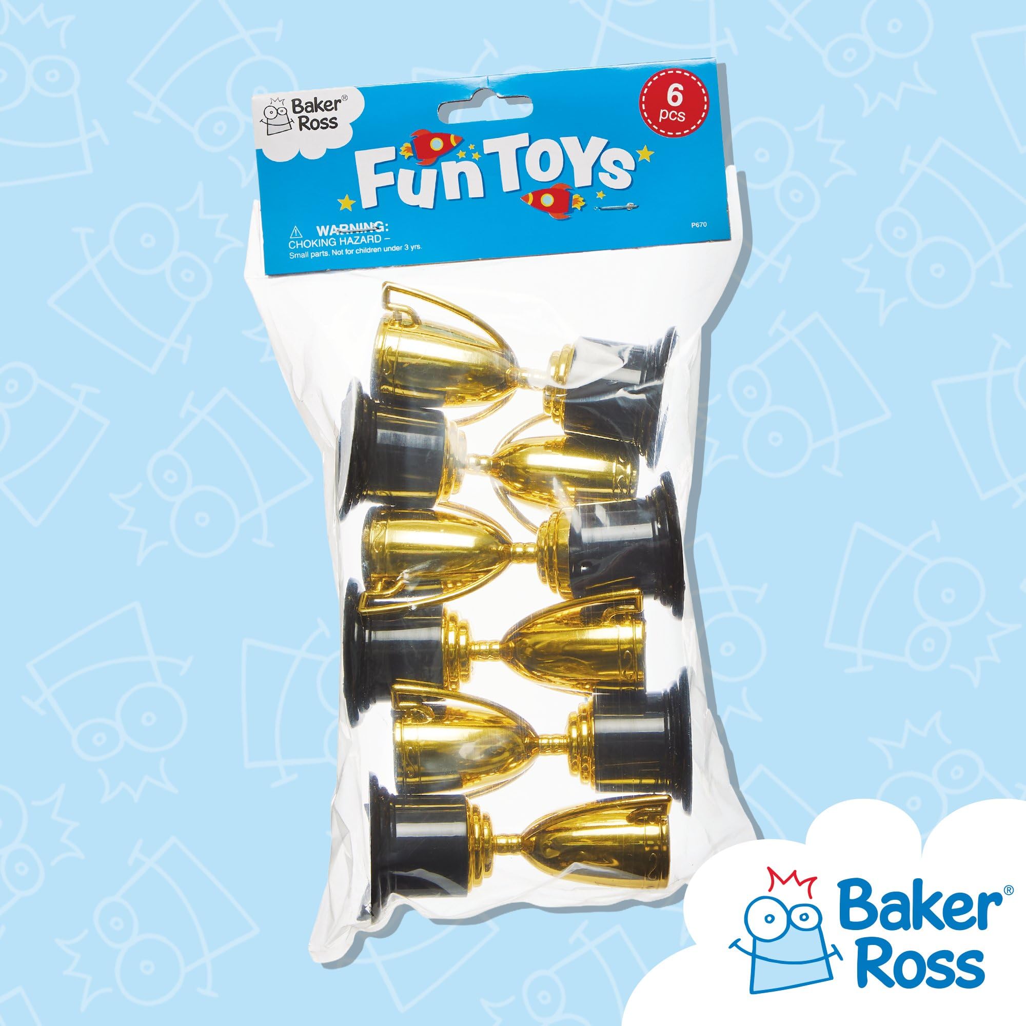 Baker Ross P670 Gold Trophies for Kids Rewards and Prizes | Pack of 6 | Plastic | Ages 3+ 5