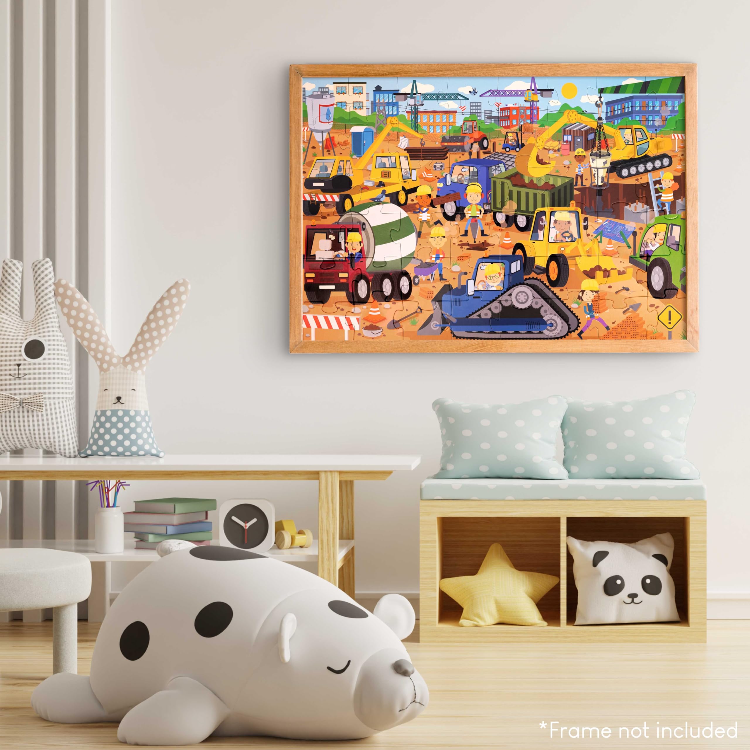 BONNYCO Construction Site Giant Floor Puzzle - 48 Large Pieces | 36.2 x 24.4 Inches | Ages 2+ 7