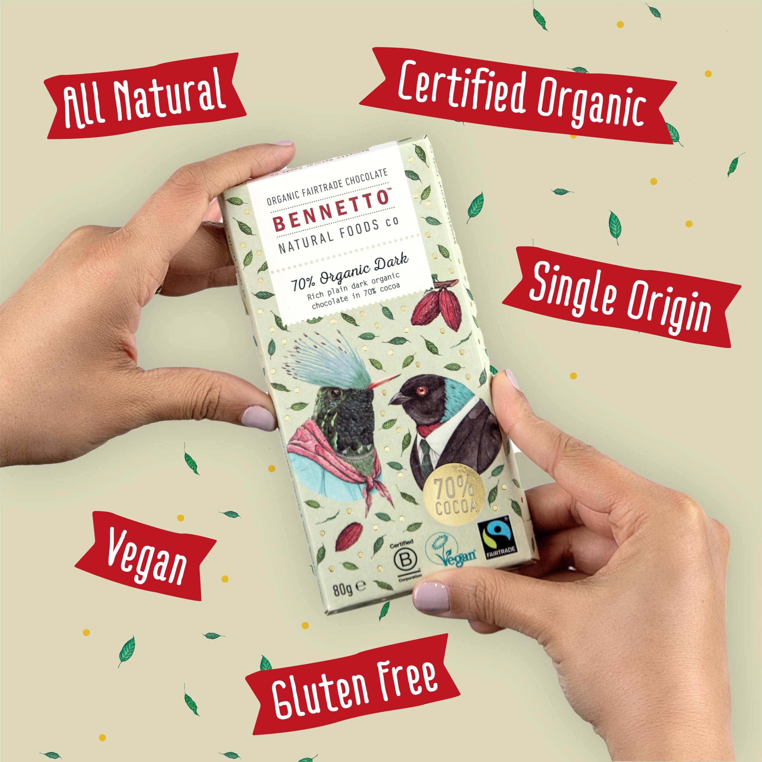 Bennetto 70% Organic Dark Chocolate Bar - Single Origin from Ecuador, Fairtrade, Vegan & Gluten-Free 8