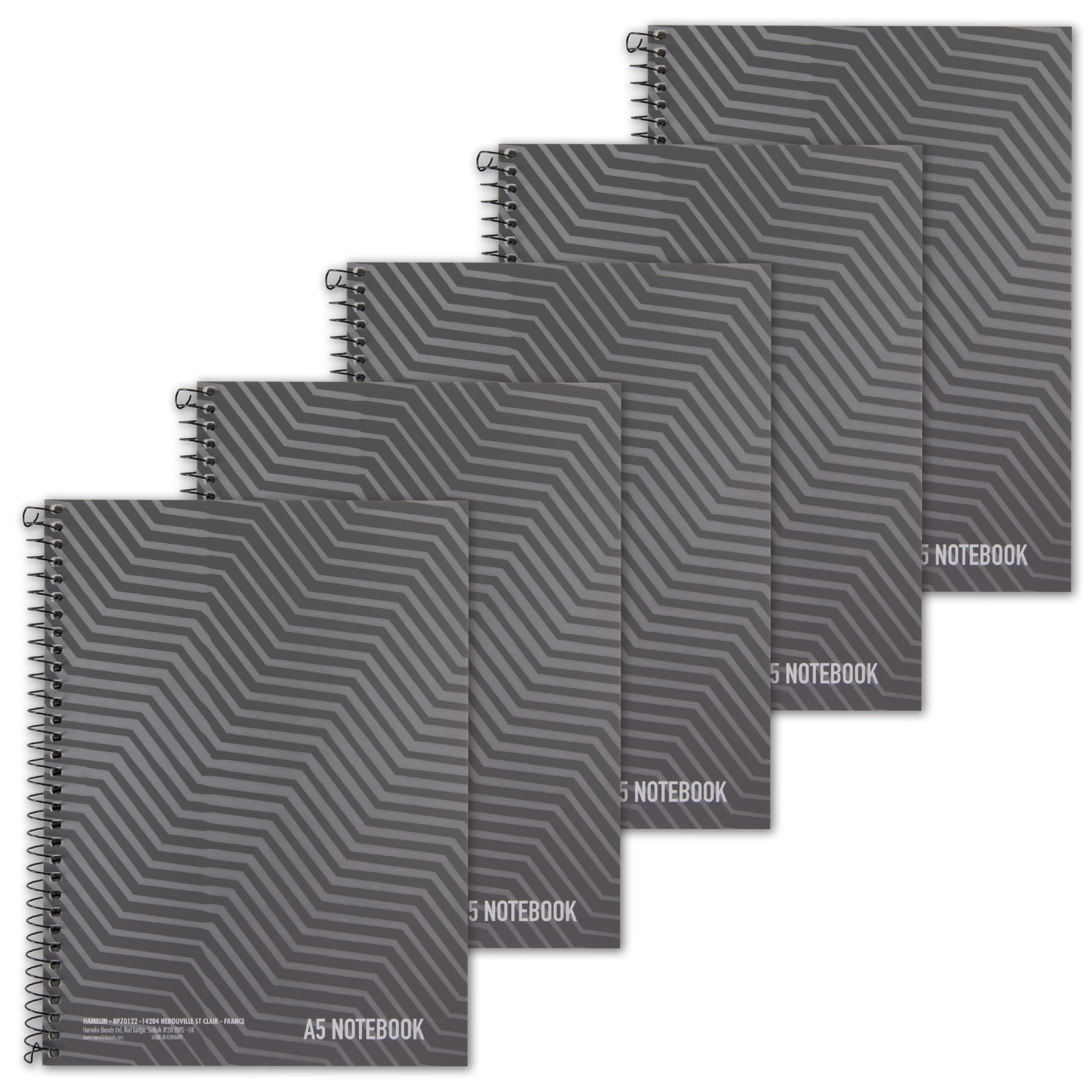 SUMMIT Jotter A5 Notebook - 80 Sheets, 160 Page, 8mm Ruled with Margin | Pack of 5 Grey 1