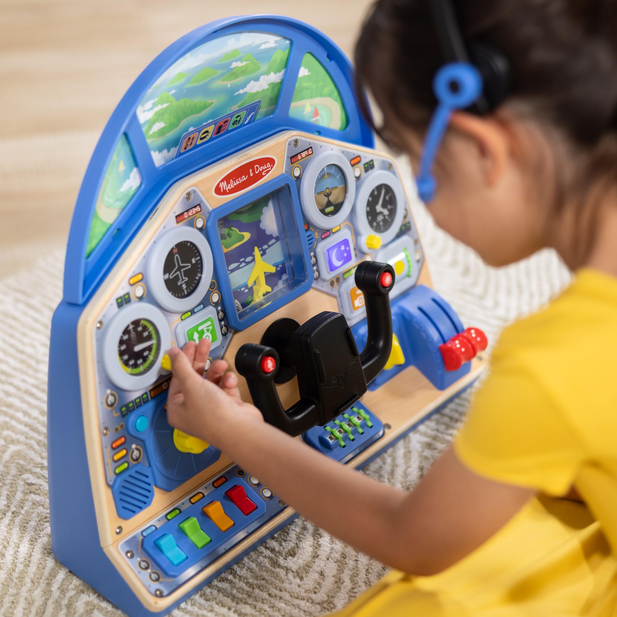 Melissa & Doug Interactive Jet Pilot Dashboard for Pretend Play | Ages 3-7 | Wooden Construction 7