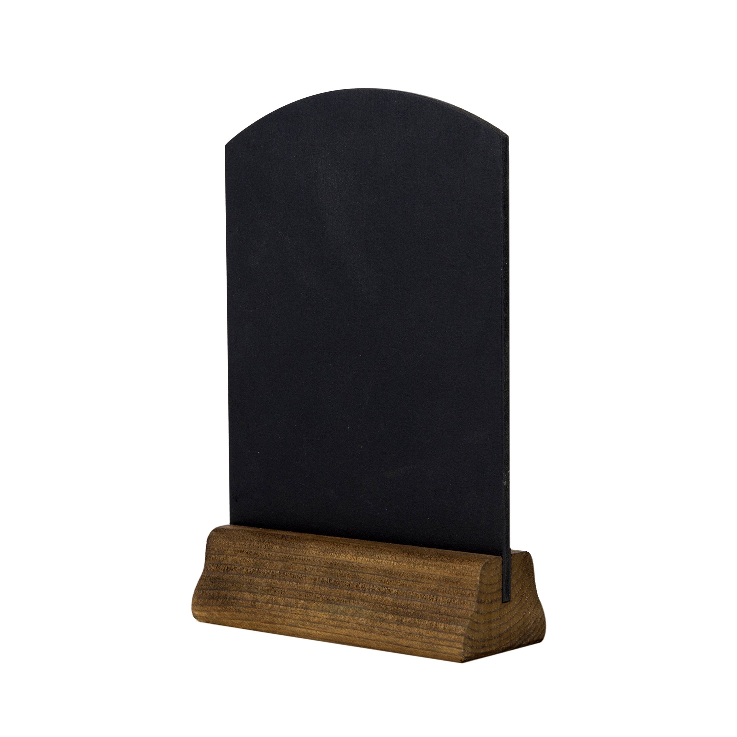 Chalkboards UK A5 Double Sided Table Top Chalkboard with Plinth | Rustic Brown Wood 1