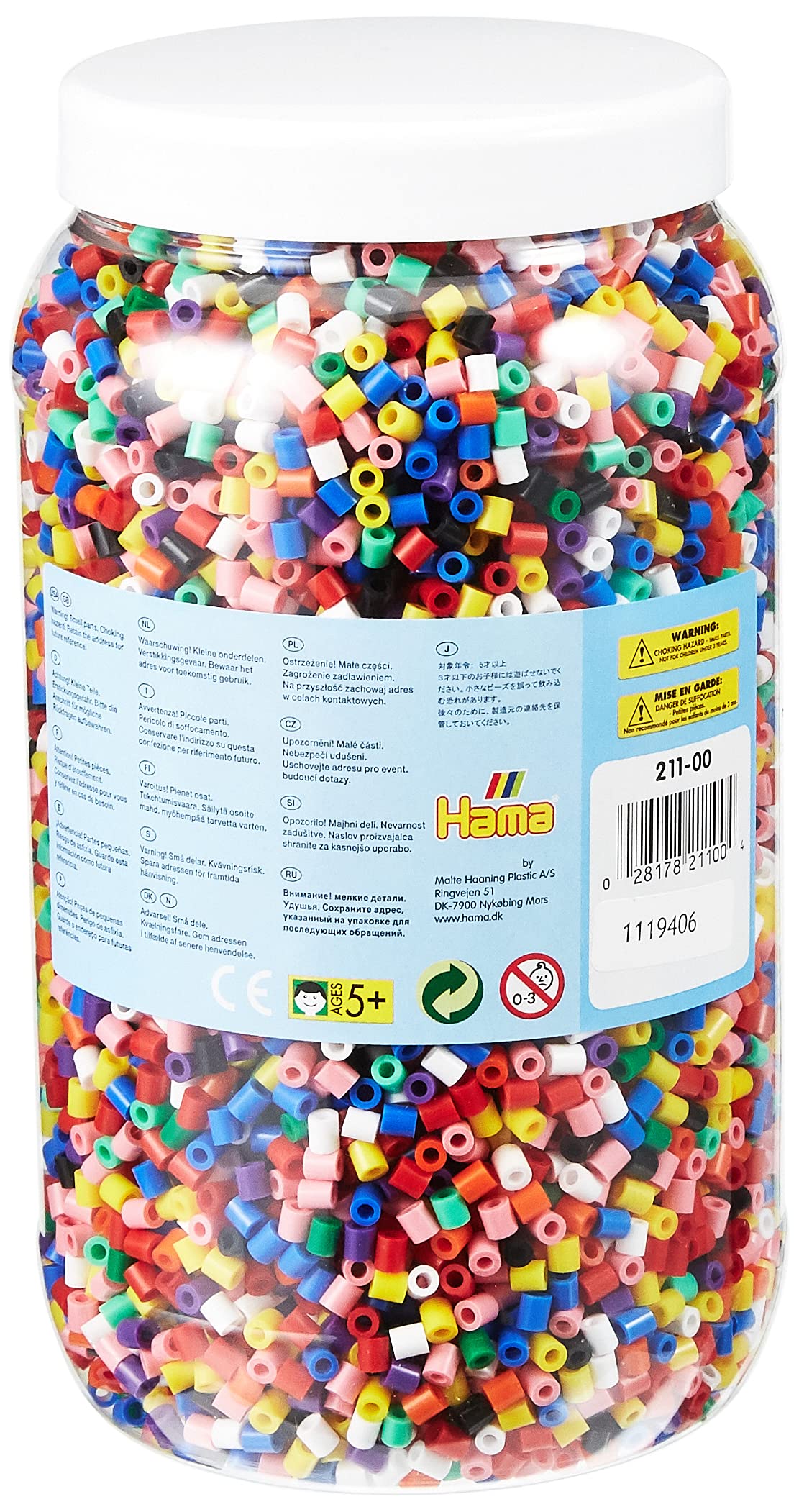 Hama Beads Solid Mix in Tub | Multicolored Plastic Beads | Model 10.211-00
