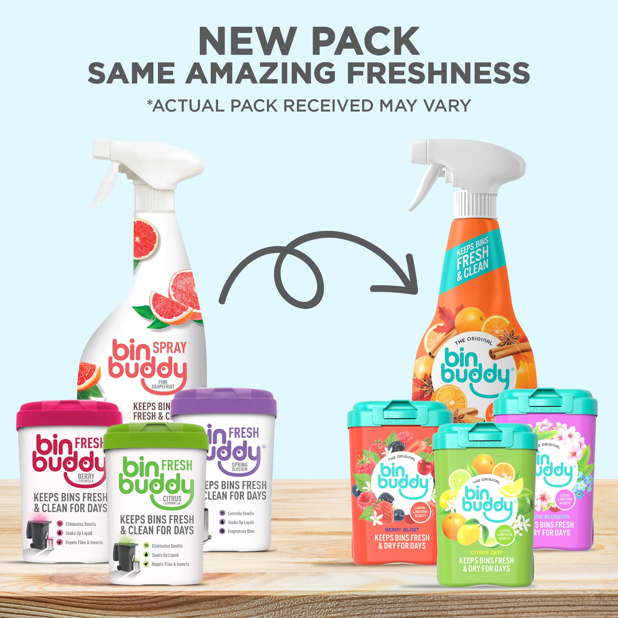 Bin Buddy Berry Blast Odour Eliminator Powder - Pack of 3 | Absorbs Mess | Lasts Days