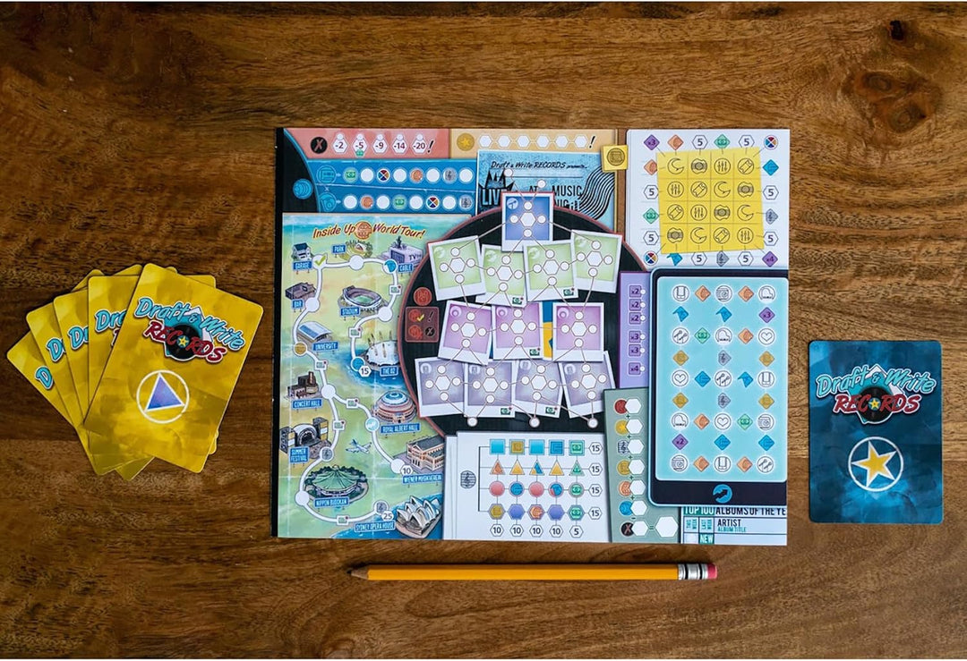 Inside Up Games Draft & Write Records - Music Board Game, Card Drafting, Strategy Game