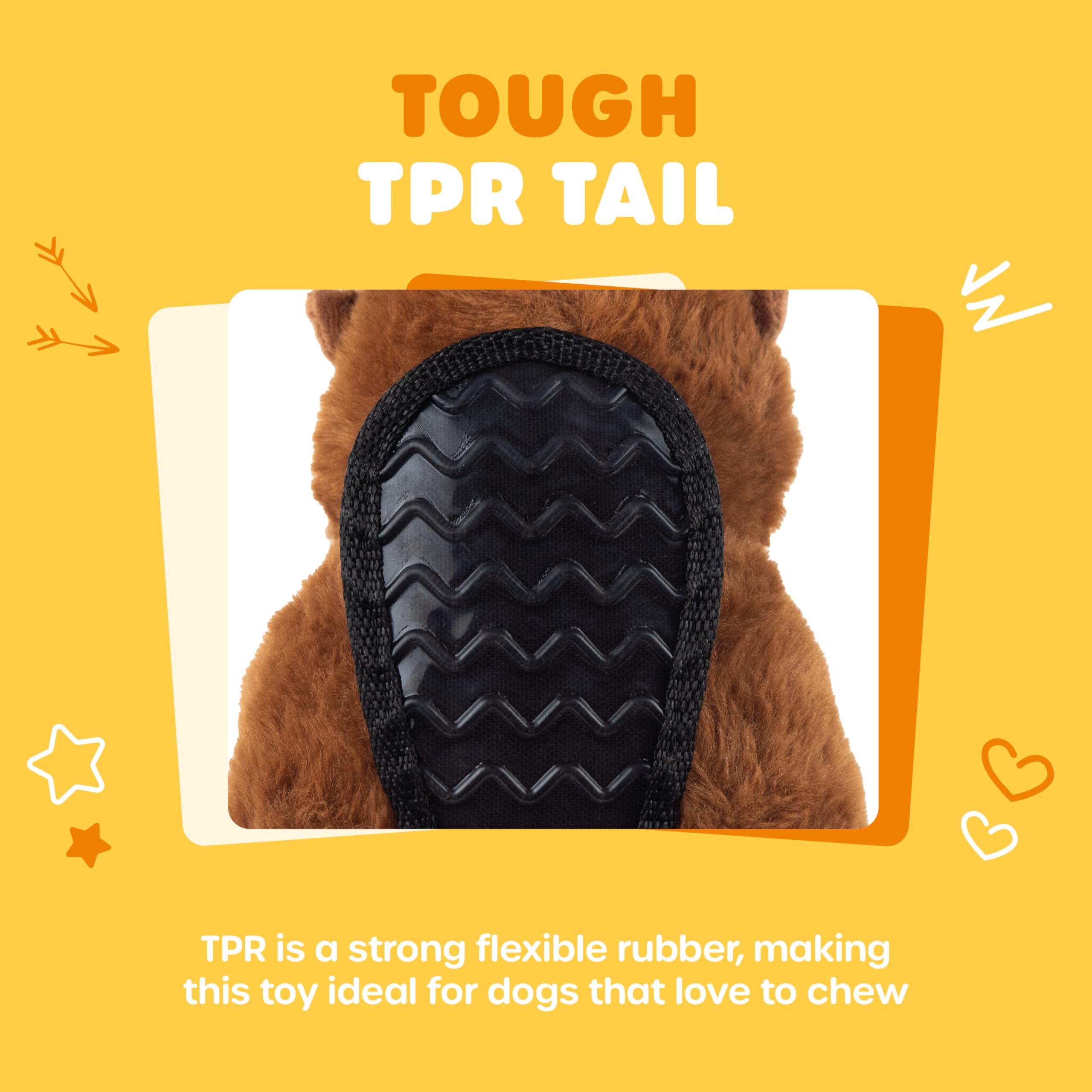 Webbox Bertie the Beaver Plush Squeaky Dog Toy with Tough TPR Tail | All Sizes | Brown 5