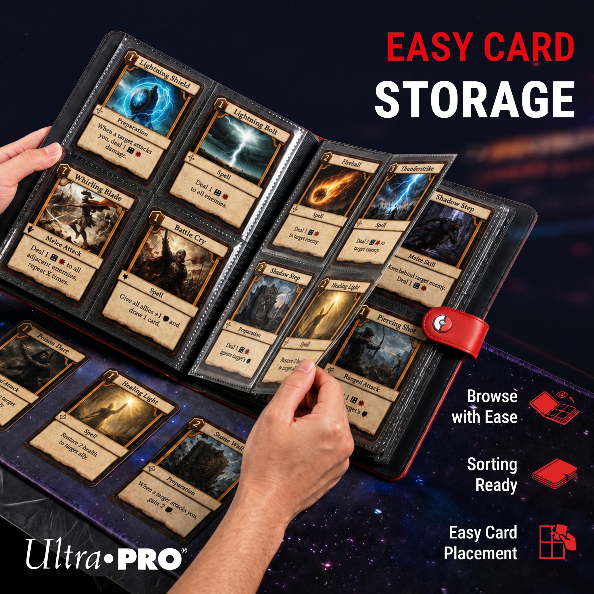 Ultra Pro Pokémon Premium Red Snap Binder - Holds 160 Cards | Acid-Free, Non-PVC 5