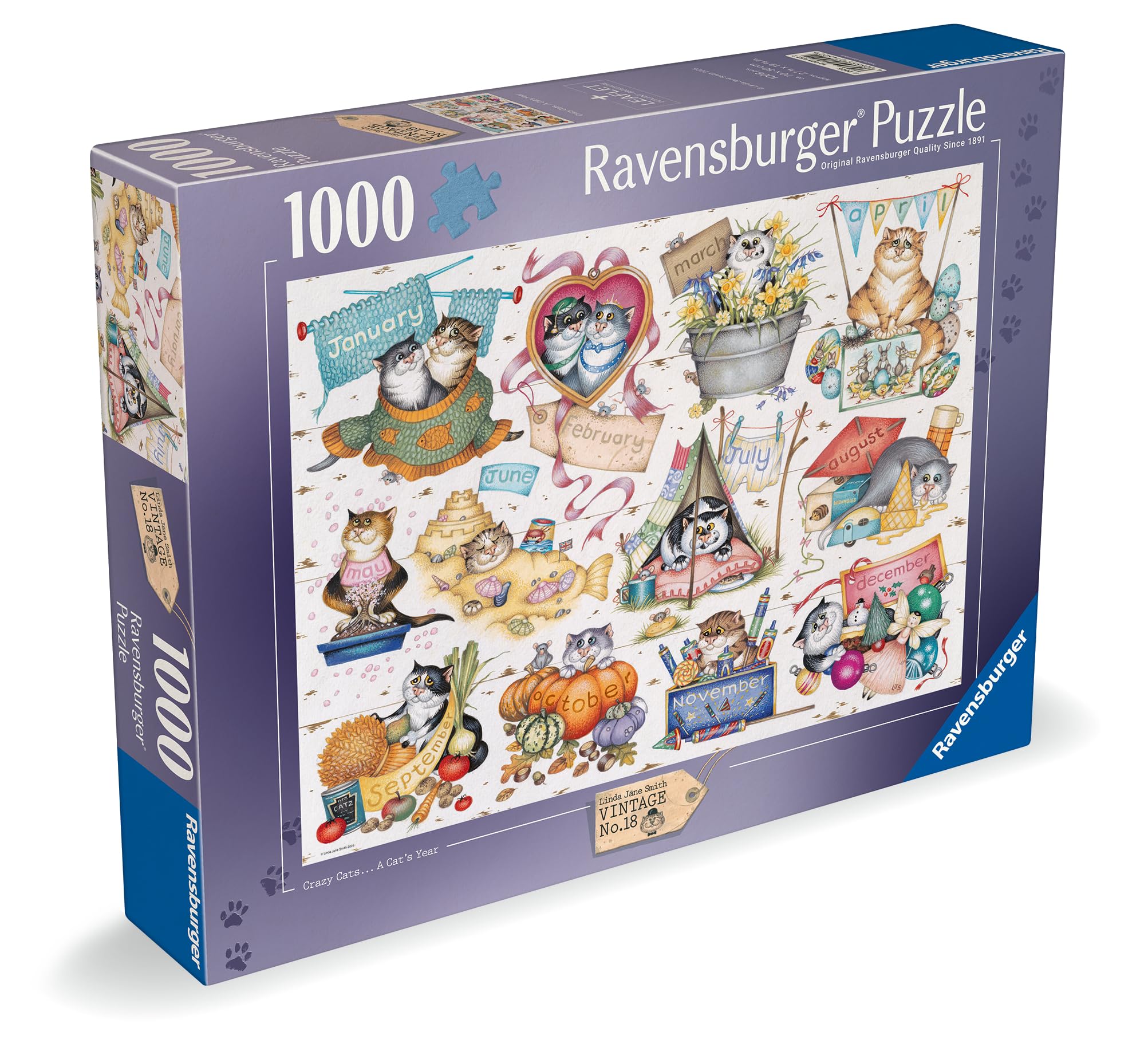 Ravensburger Crazy Cats A Cat’s Year - 1000 Piece Jigsaw Puzzle for Ages 10+