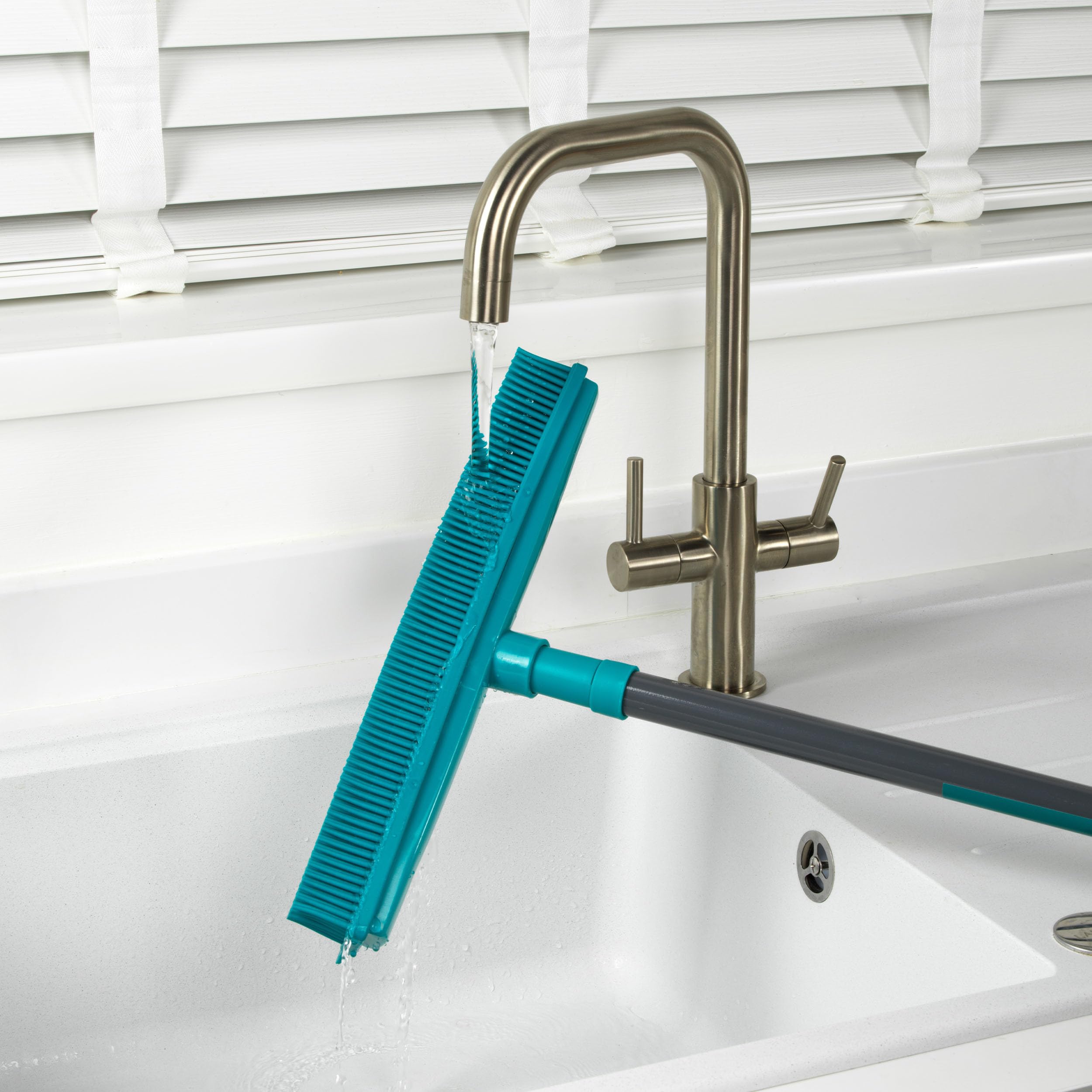 Beldray Antibac Pet Plus Rubber Head Push Broom - Telescopic Handle, Antibacterial Treatment | Grey 8