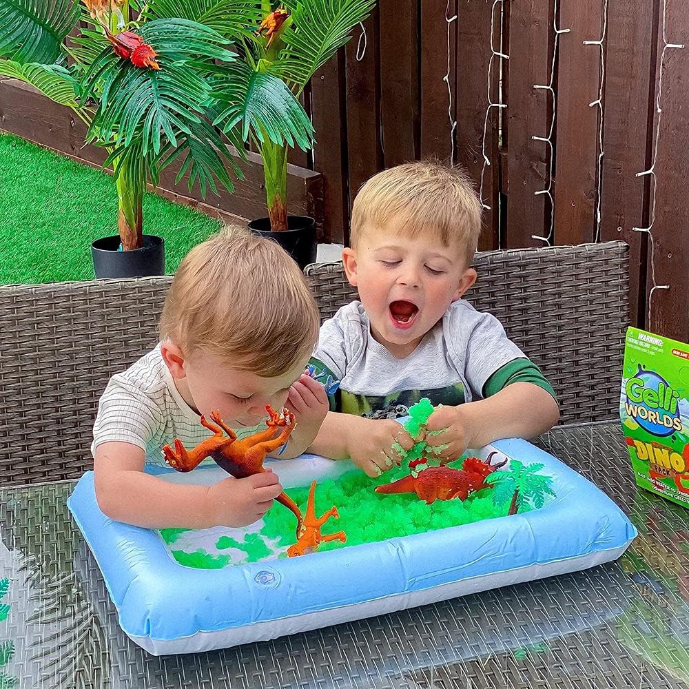 Zimpli Kids Gelli Worlds Dino Pack - 8pc Dinosaur Figures & 5-Use Sensory Play Set 5