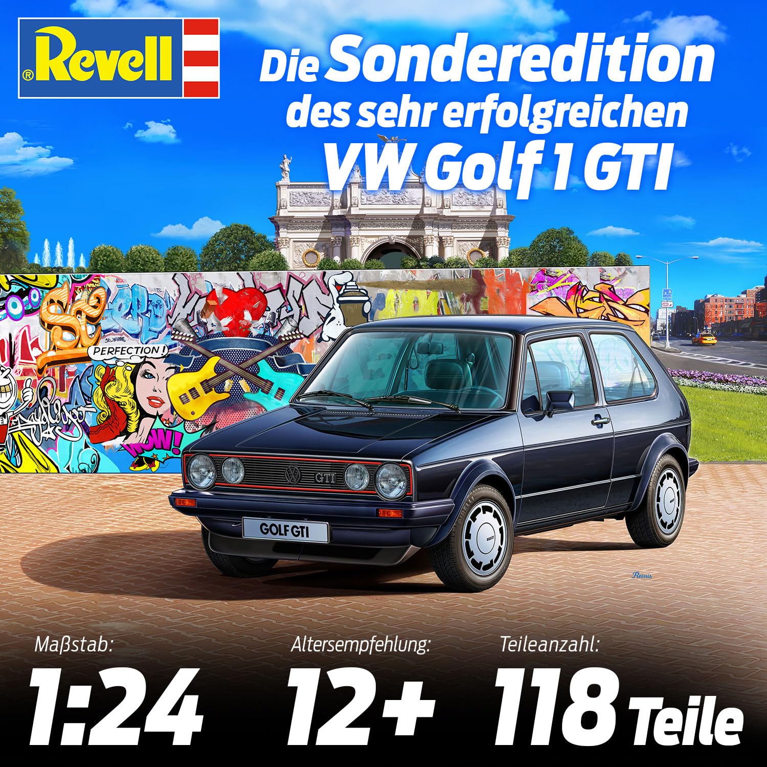 Revell 35 Years VW Golf Mk1 GTI Pirelli Plastic Model Kit - 1:24 Scale Building Toy for Ages 8+ 14