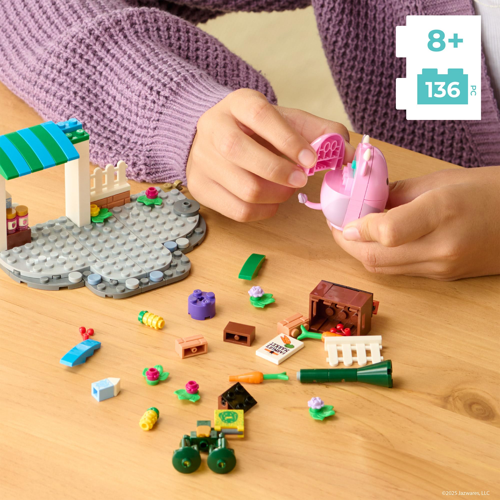 BLDR Squishmallows Patty’s Farmers Market Building Set - 136-Piece Playset with Patty the Pink Cow Figure 6