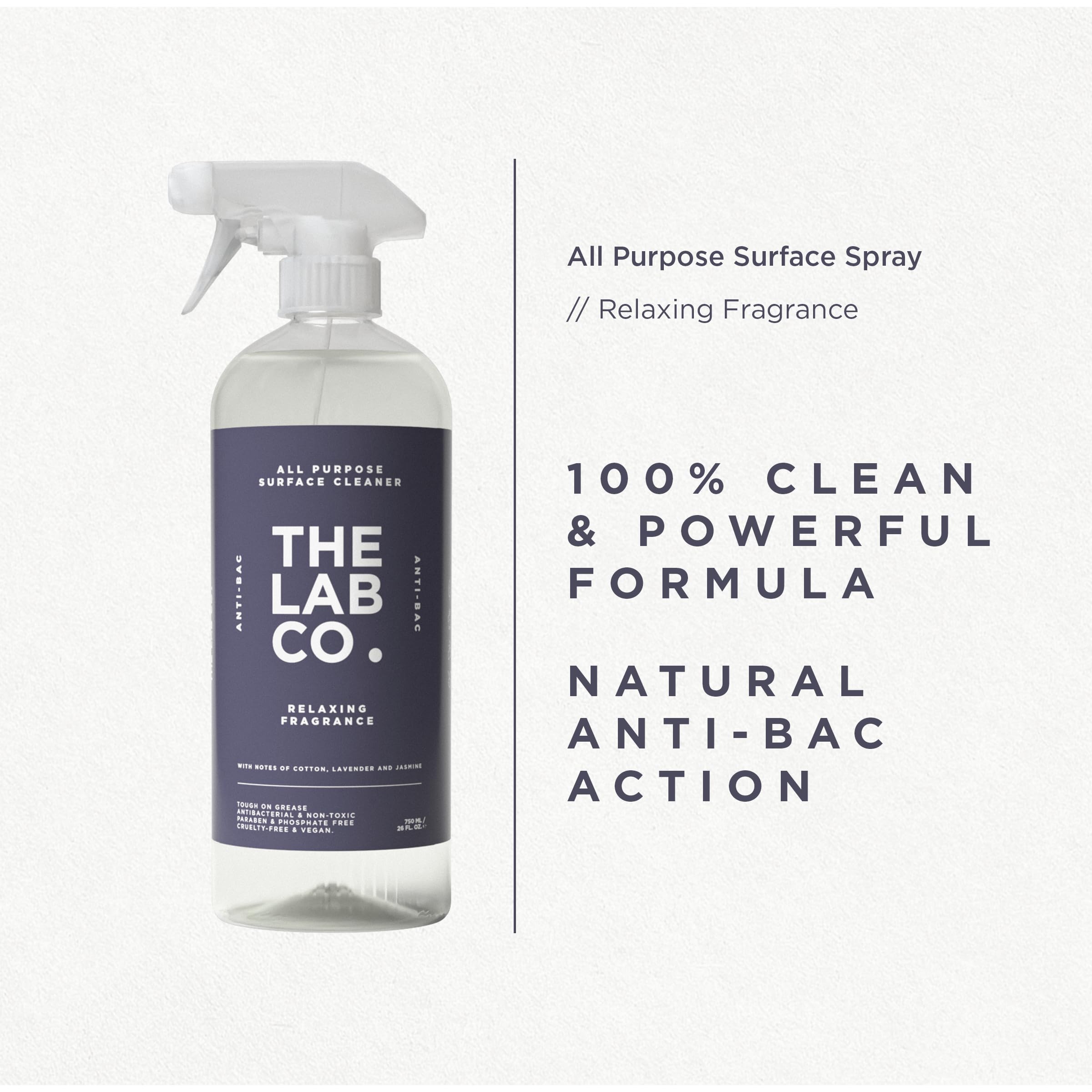 The Lab Co. Antibacterial All Purpose Cleaner - 750ml Multi Surface Cleaning | Streak Free 3