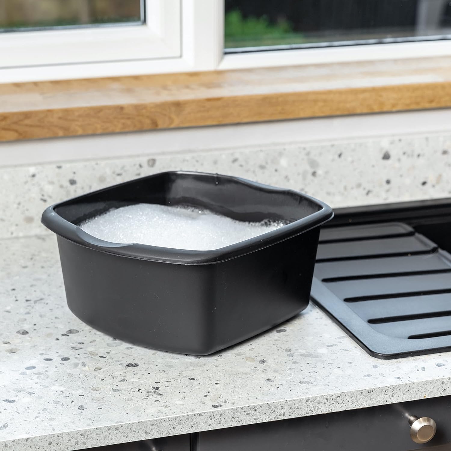 Addis - 8 Litre Small Rectangular Plastic Washing Up Bowl, Black 5