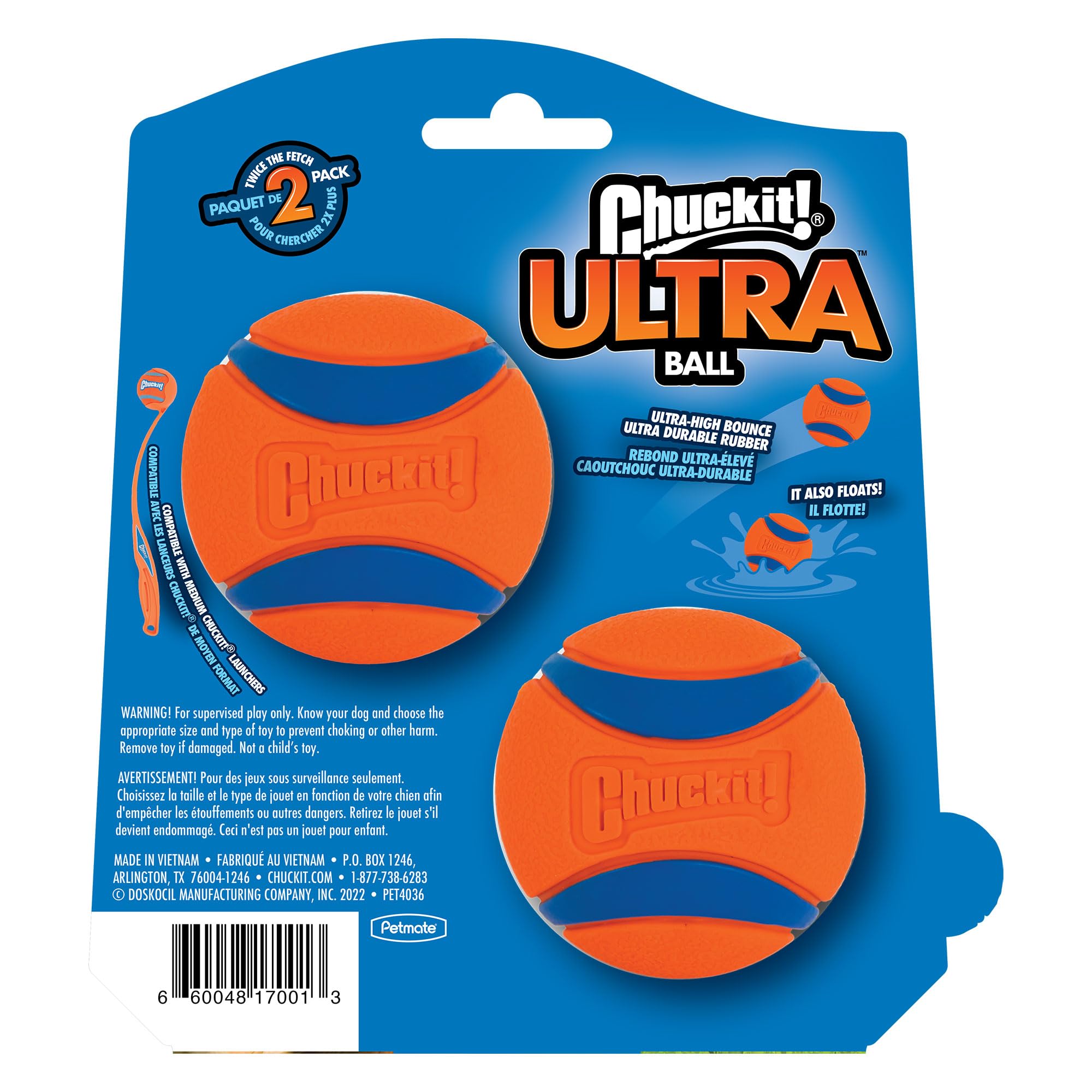 Chuckit! Ultra Balls - Medium Size Fetch Toy | 4-Pack | Orange Natural Rubber 6