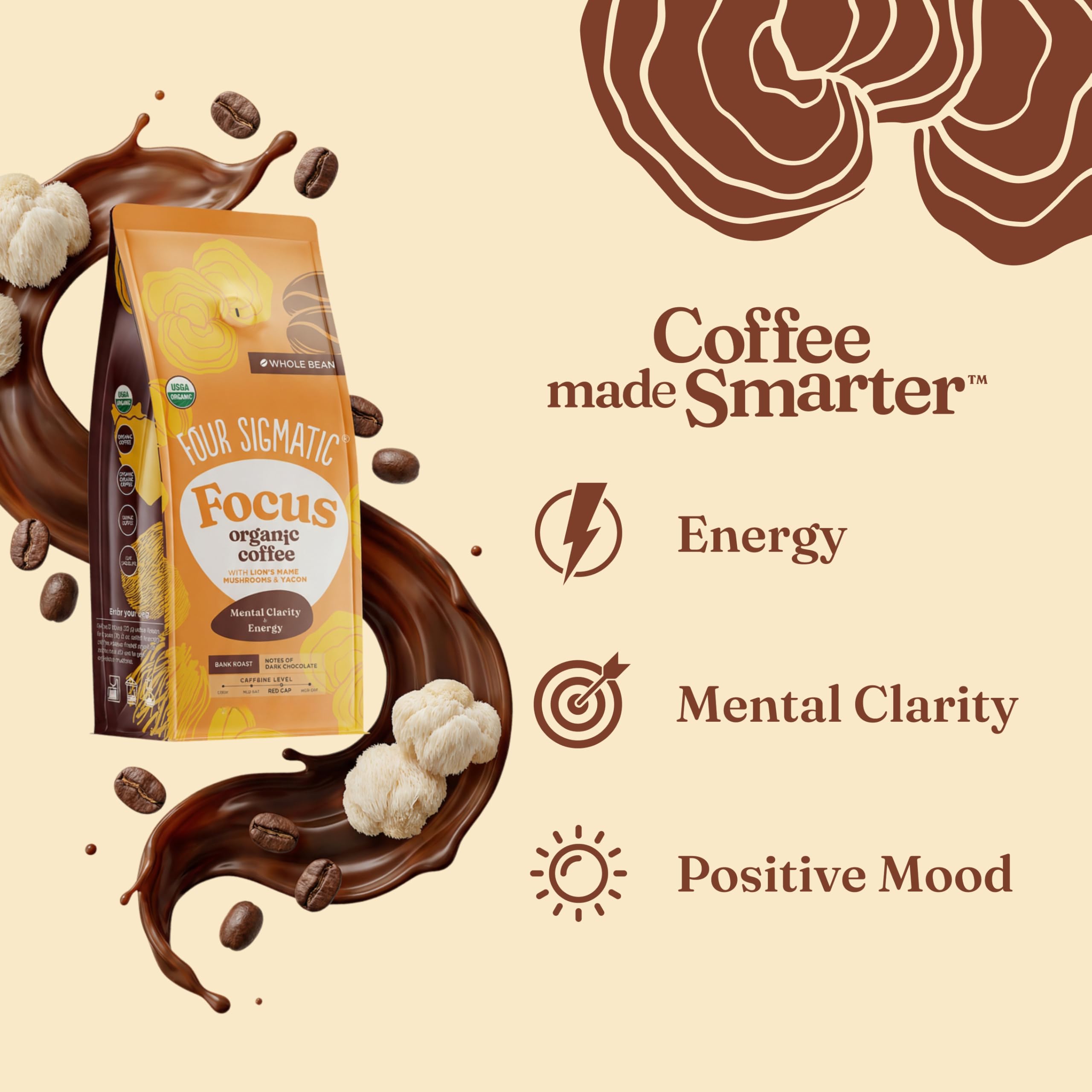 Four Sigmatic Dark Roast Whole Bean Coffee with Lion's Mane & Chaga - 340g 2