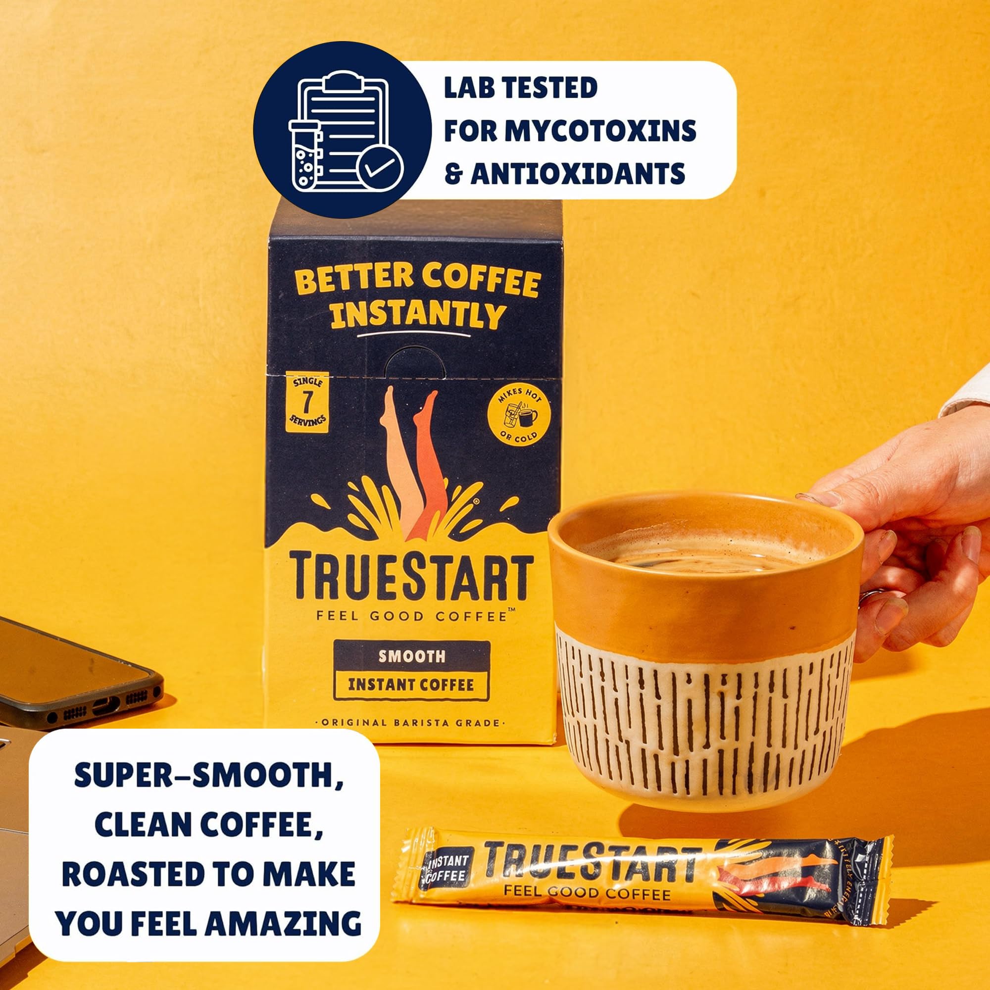 TRUESTART Instant Coffee Sticks - Smooth Original, 7 Pieces, 2g Each 5