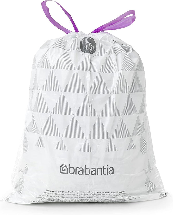 Brabantia PerfectFit Bin Bags - Code C, Extra Strong White Waste Bin Liners (Pack of 1)