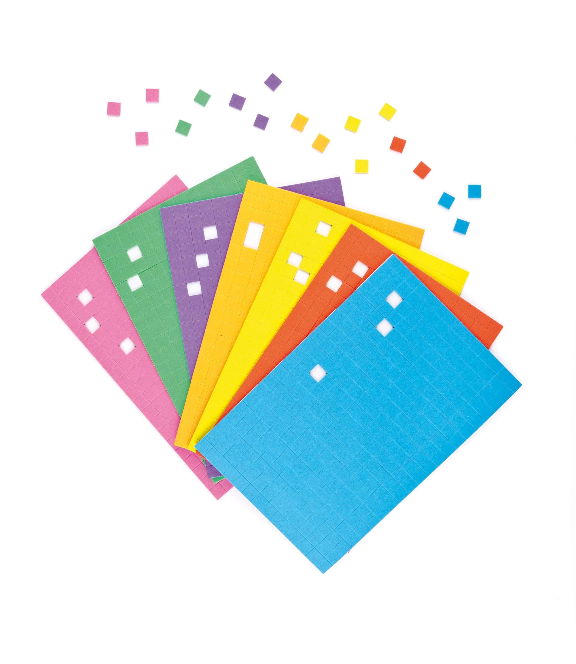 Baker Ross EV721 Self-Adhesive Foam Mosaic Squares - 2000 Pack, 1cm x 1cm, Assorted Colors